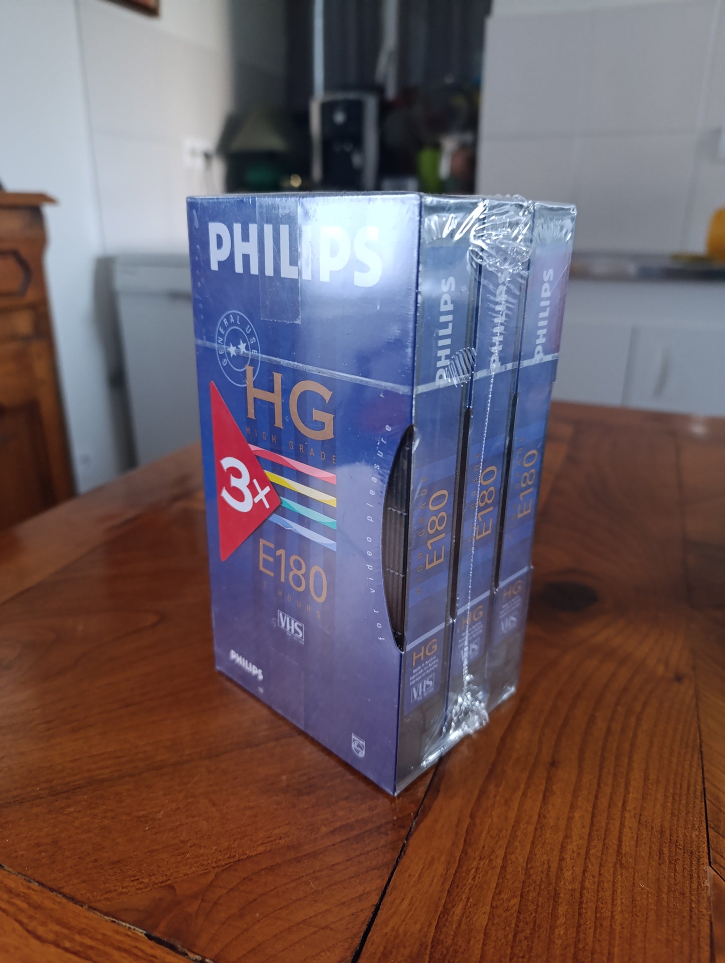 Lot de 3 cassettes VHS Philips HG E180 neuves sous blister – Années 90