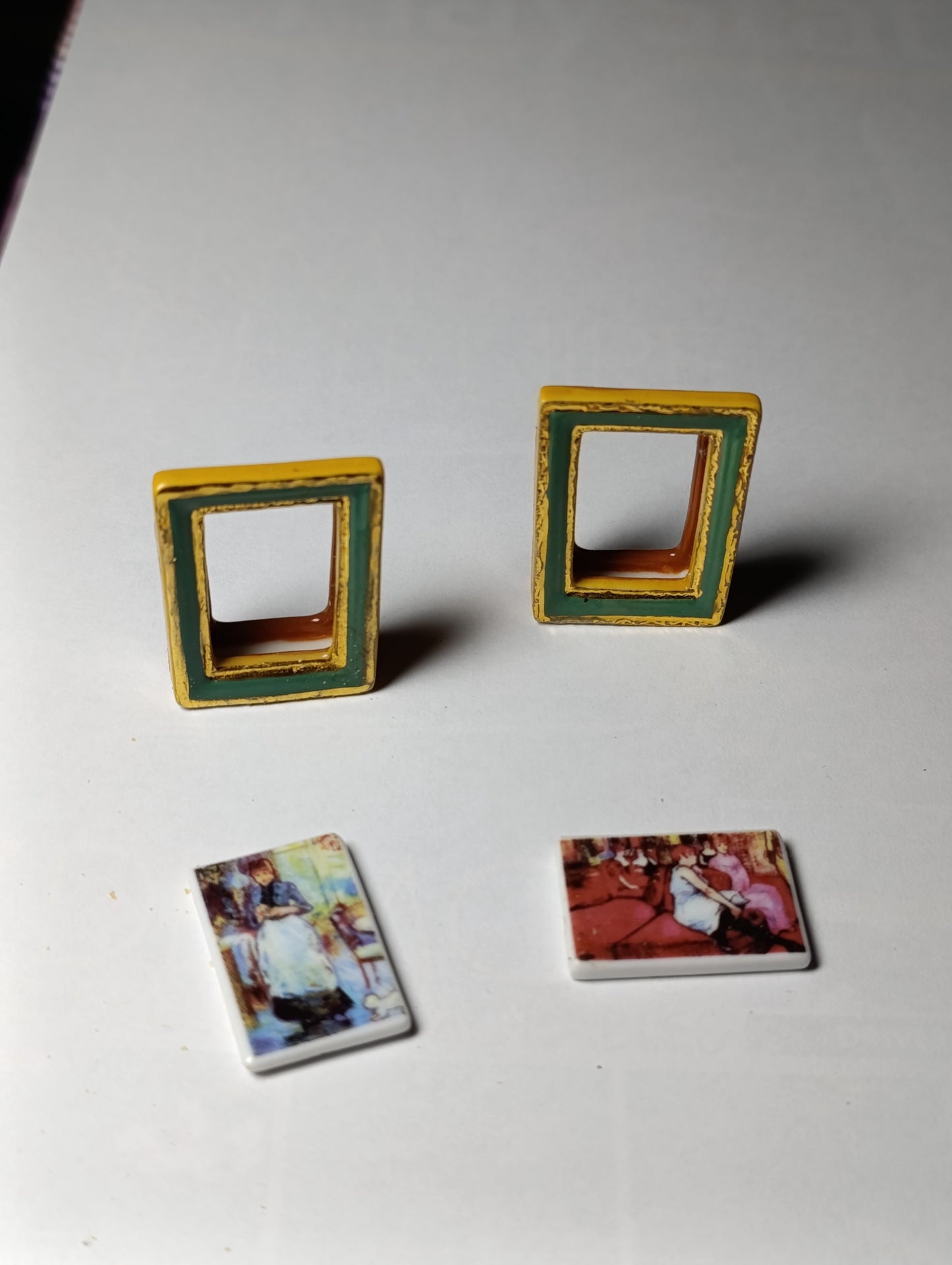 Lot de 2 fèves cadres miniatures peintres célèbres Berthe Morisot Toulouse-Lautrec