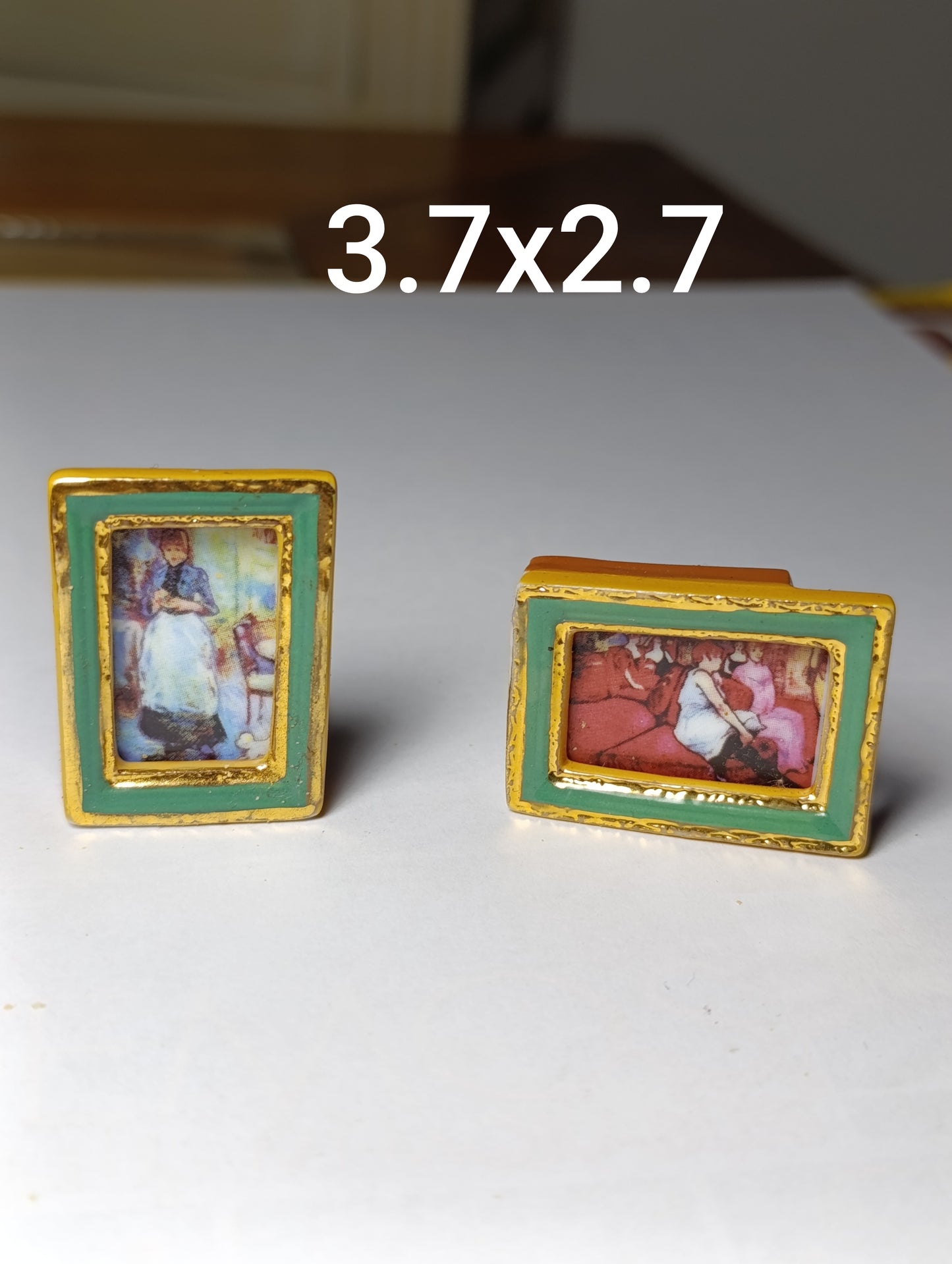 Lot de 2 fèves cadres miniatures peintres célèbres Berthe Morisot Toulouse-Lautrec