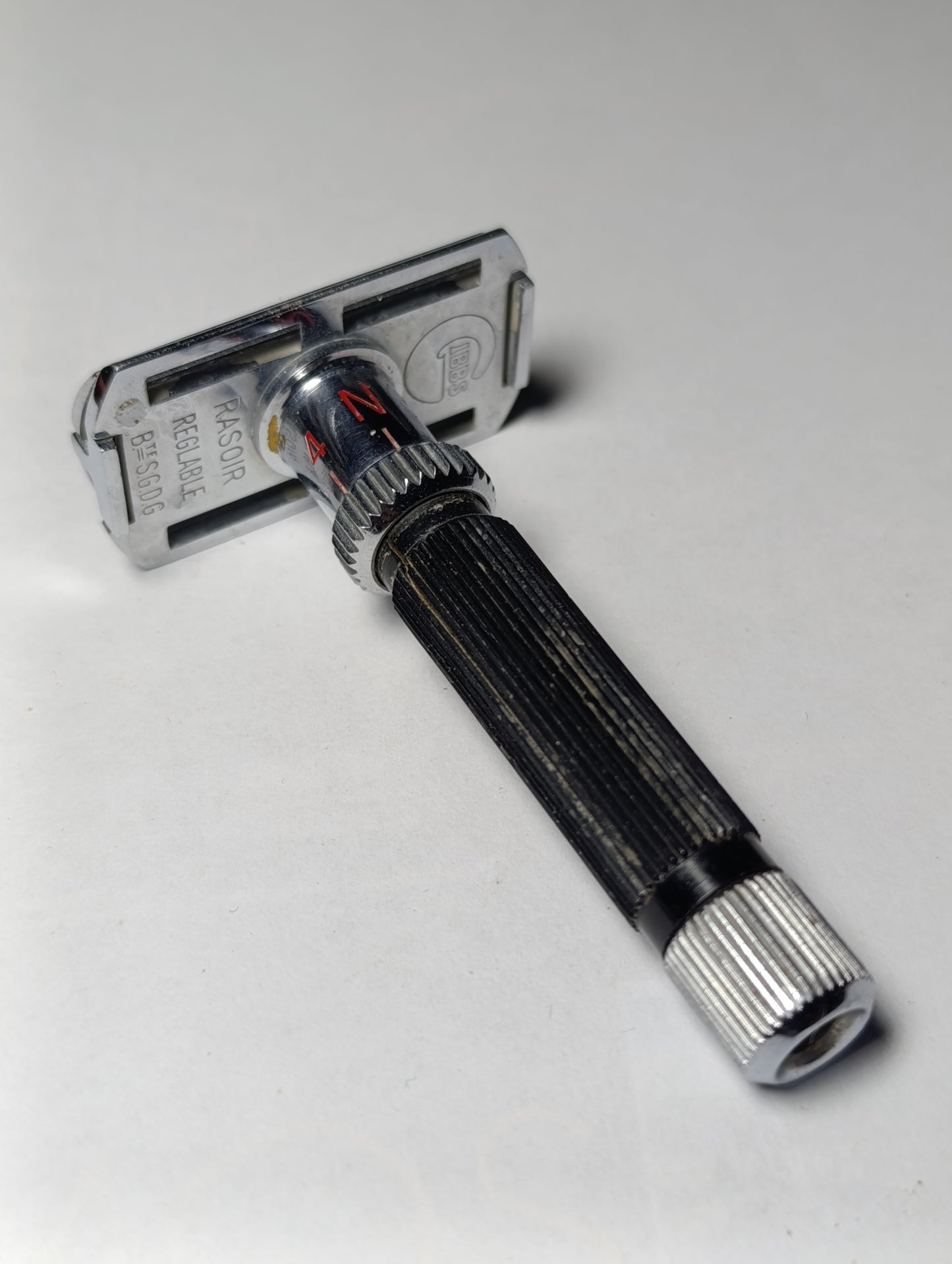 Gibbs rasoir réglable vintage manche noir et chrome modèle N