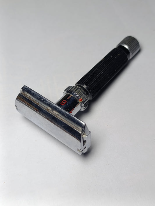 Gibbs rasoir réglable vintage manche noir et chrome modèle N