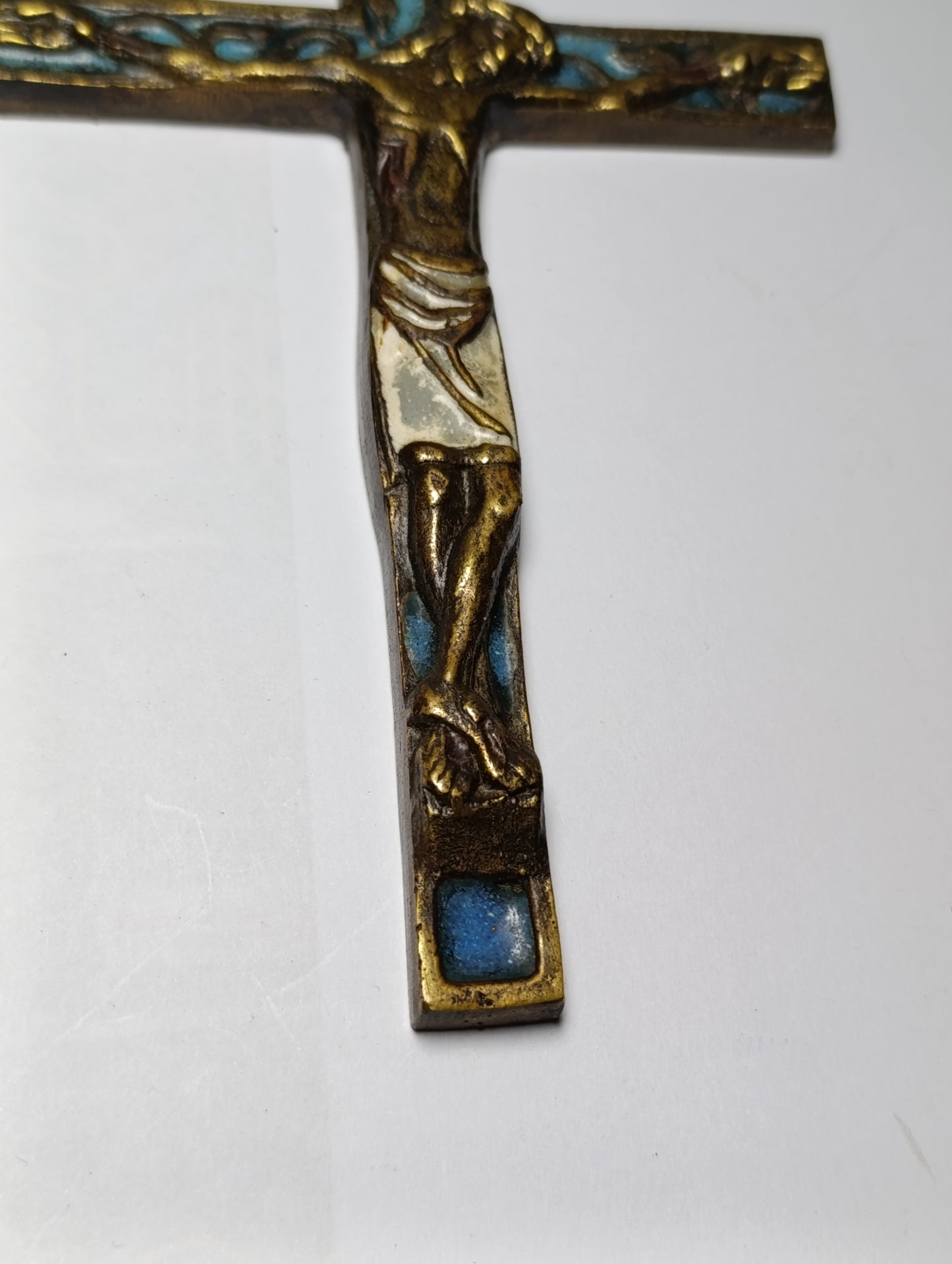 Crucifix ancien émaillé Dominique Piechaud 15,5 x 11 cm 214 gr