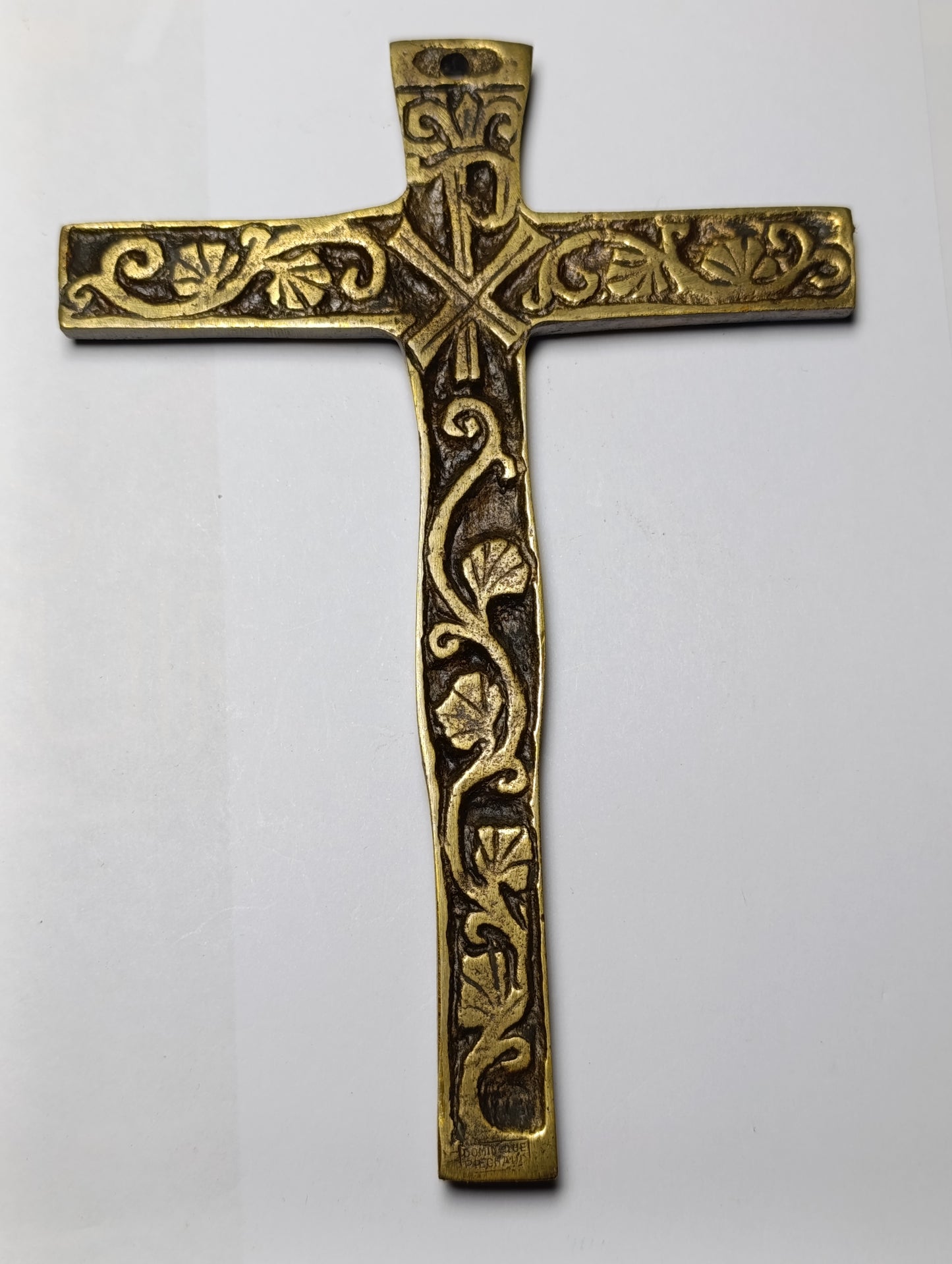 Crucifix ancien émaillé Dominique Piechaud 15,5 x 11 cm 214 gr