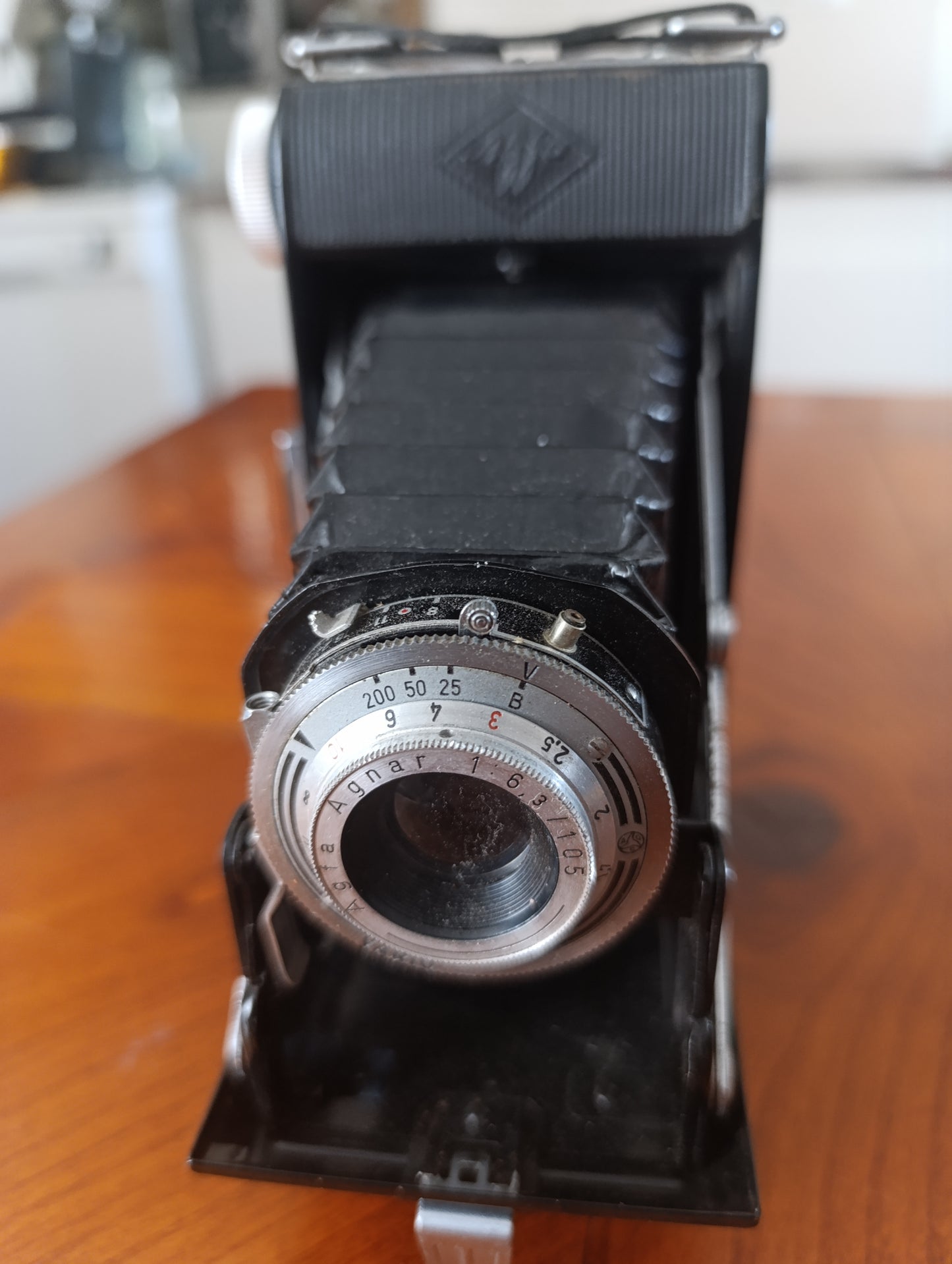 Appareil photo ancien Agfa à soufflet vintage années 40 déco