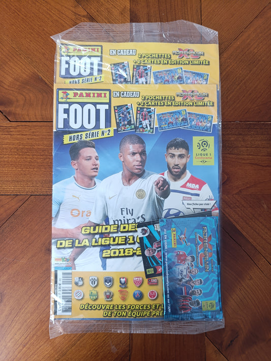 Lot de 4 magazines Panini Foot 2018-2019 sous blister avec pochettes Adrenalyn XL