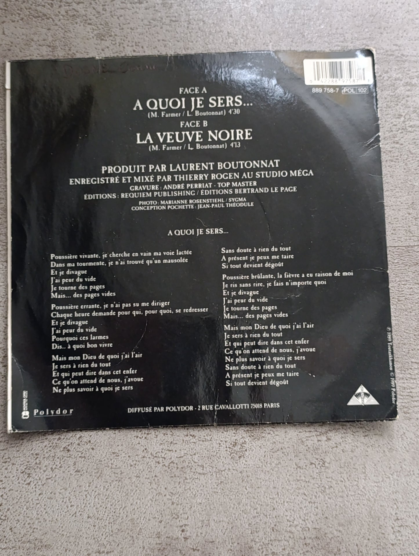 Vinyle 45T Mylène Farmer – À quoi je sers… (édition originale)