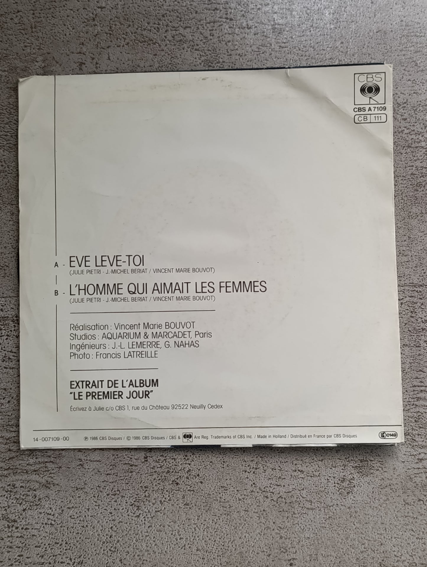 Vinyle 45T Julie Pietri – Ève lève-toi (single culte années 80)