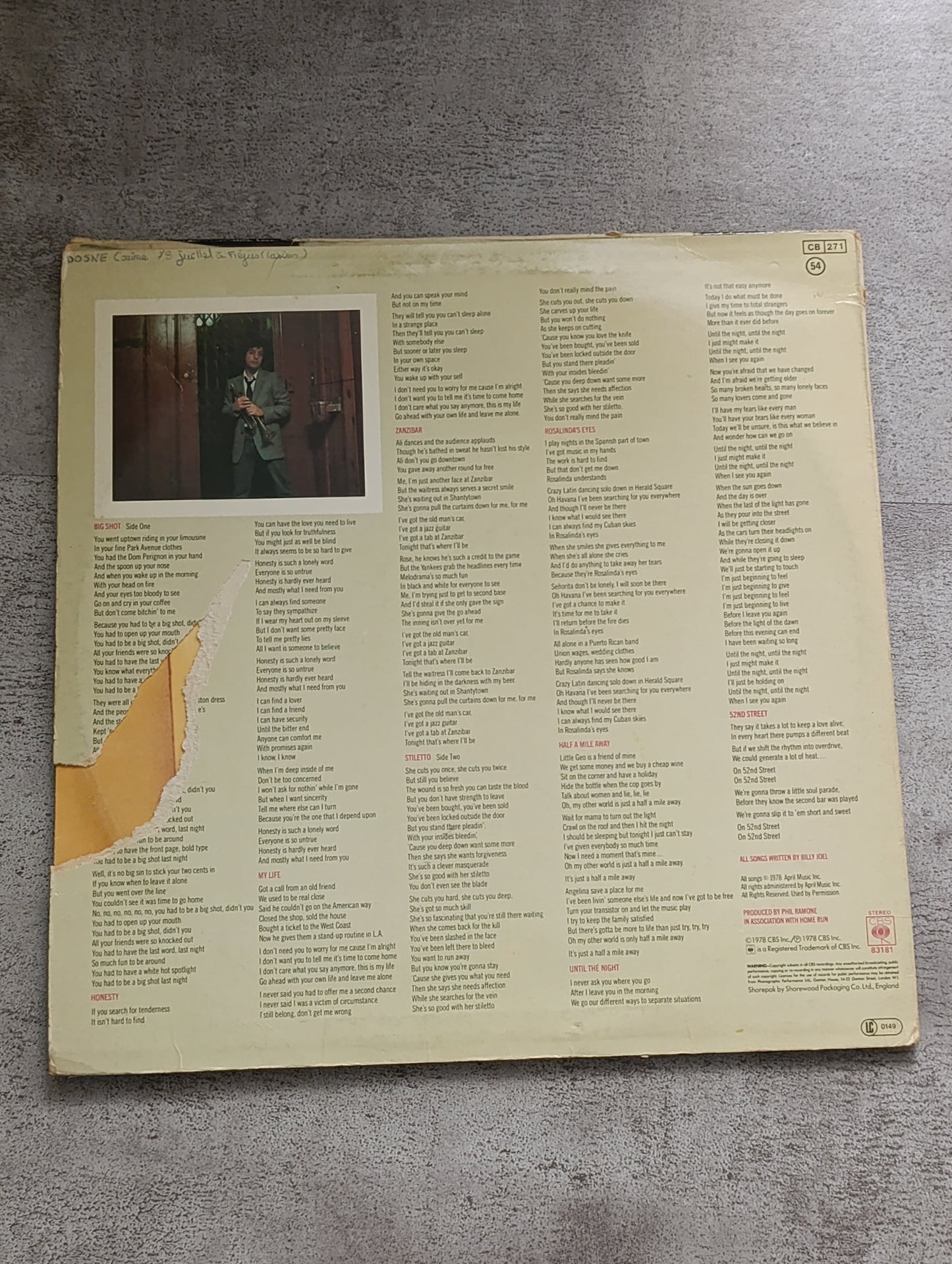 Vinyle 33T Billy Joel – 52nd Street (album culte avec hits)