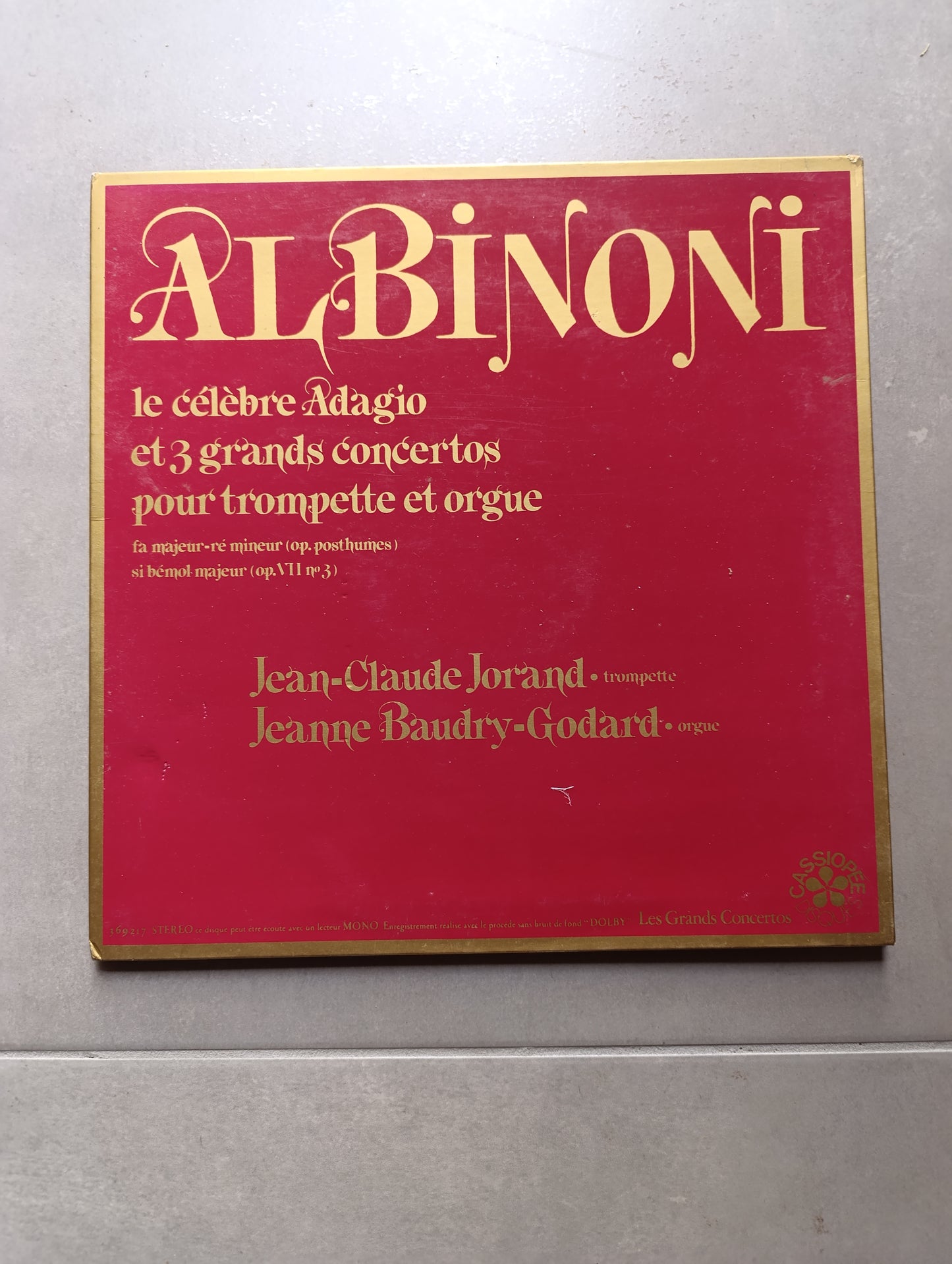 Vinyle 33 tours Albinoni Adagio et concertos trompette orgue Jean-Claude Jorand