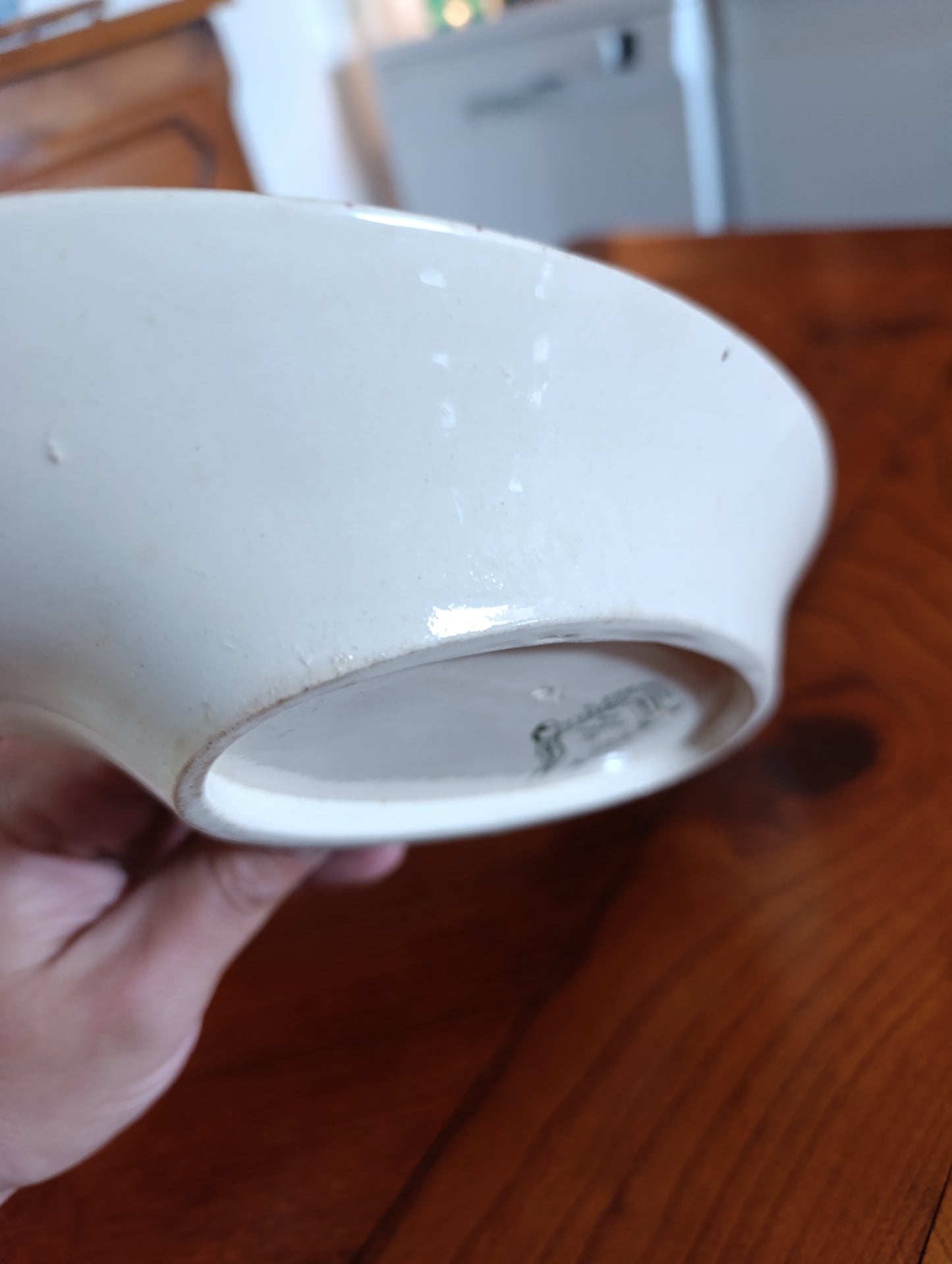 Petit plat ovale ancien Terre de Fer V. Sordoillet Paris décor champêtre brun 25 cm