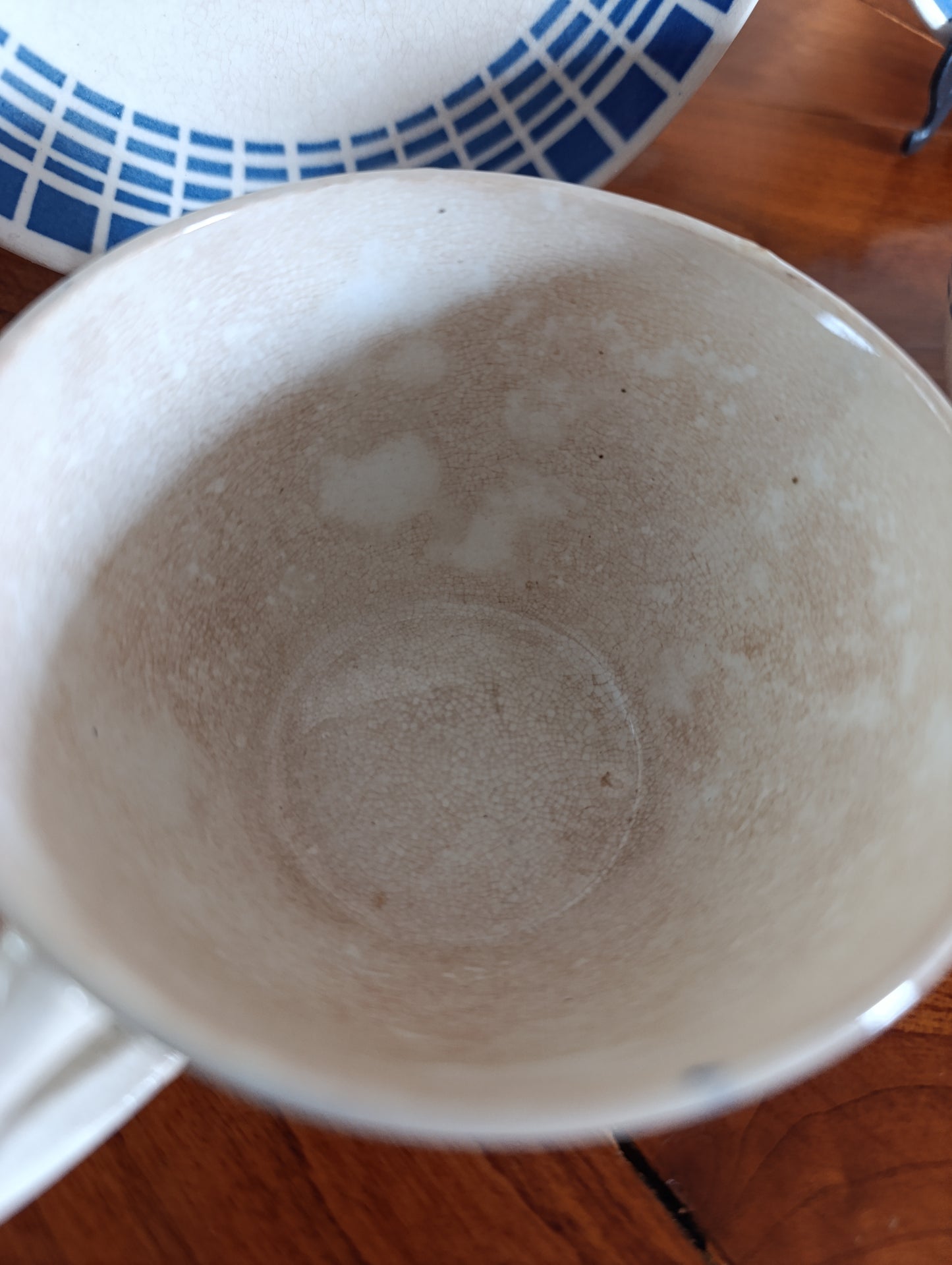 Service à café vintage Badonviller bleu géométrique – 2 tasses et sous-tasses rétro