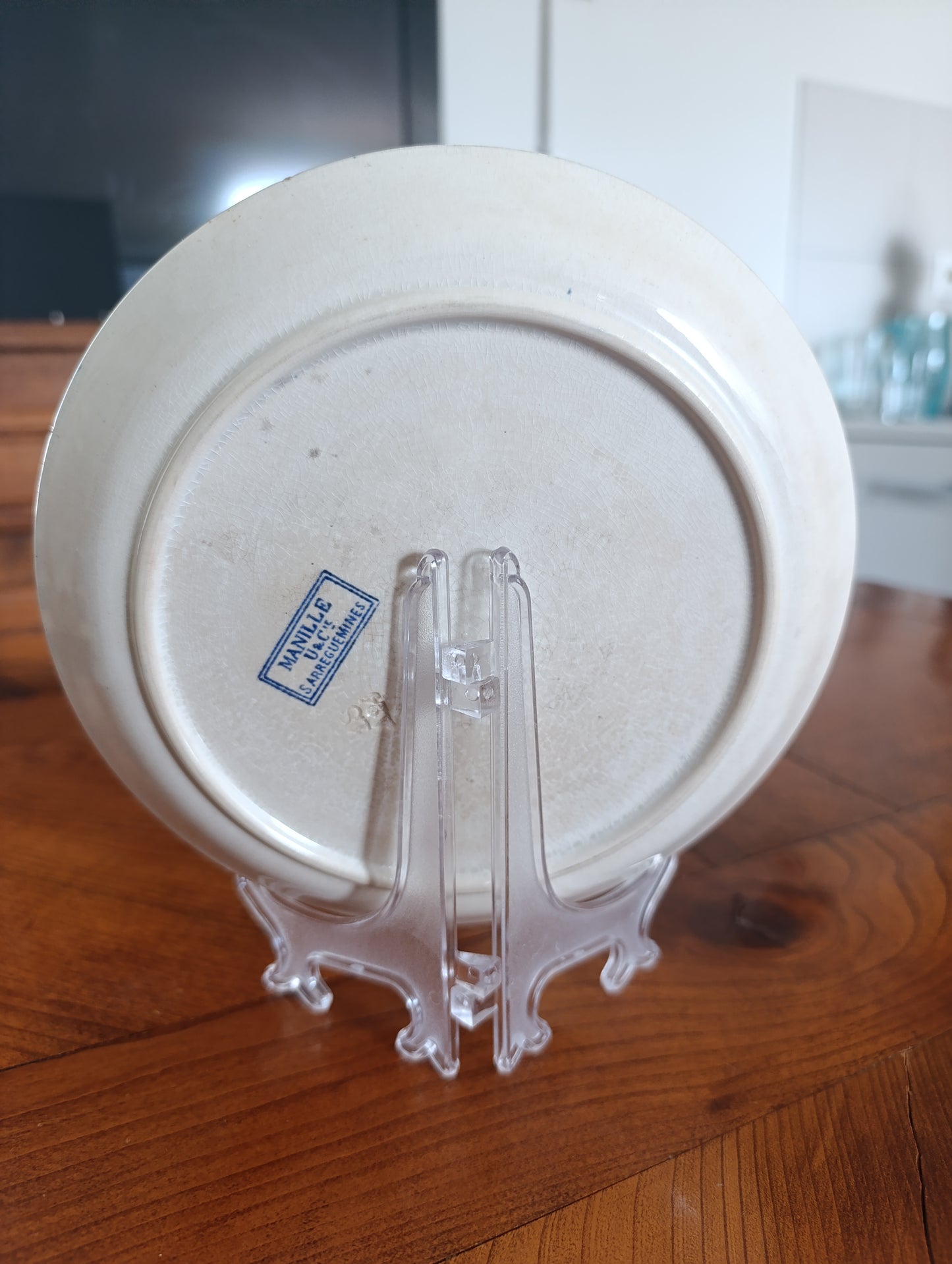 Assiette ancienne Sarreguemines “Manille” bleu – U&C Terre de Fer