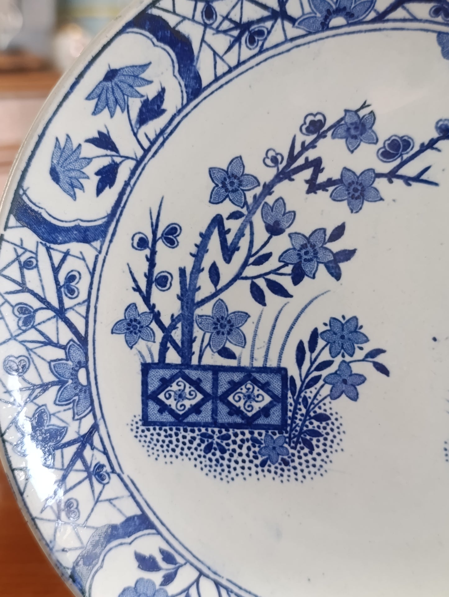 Assiette ancienne Sarreguemines modèle Damas bleu – U&C Terre de Fer