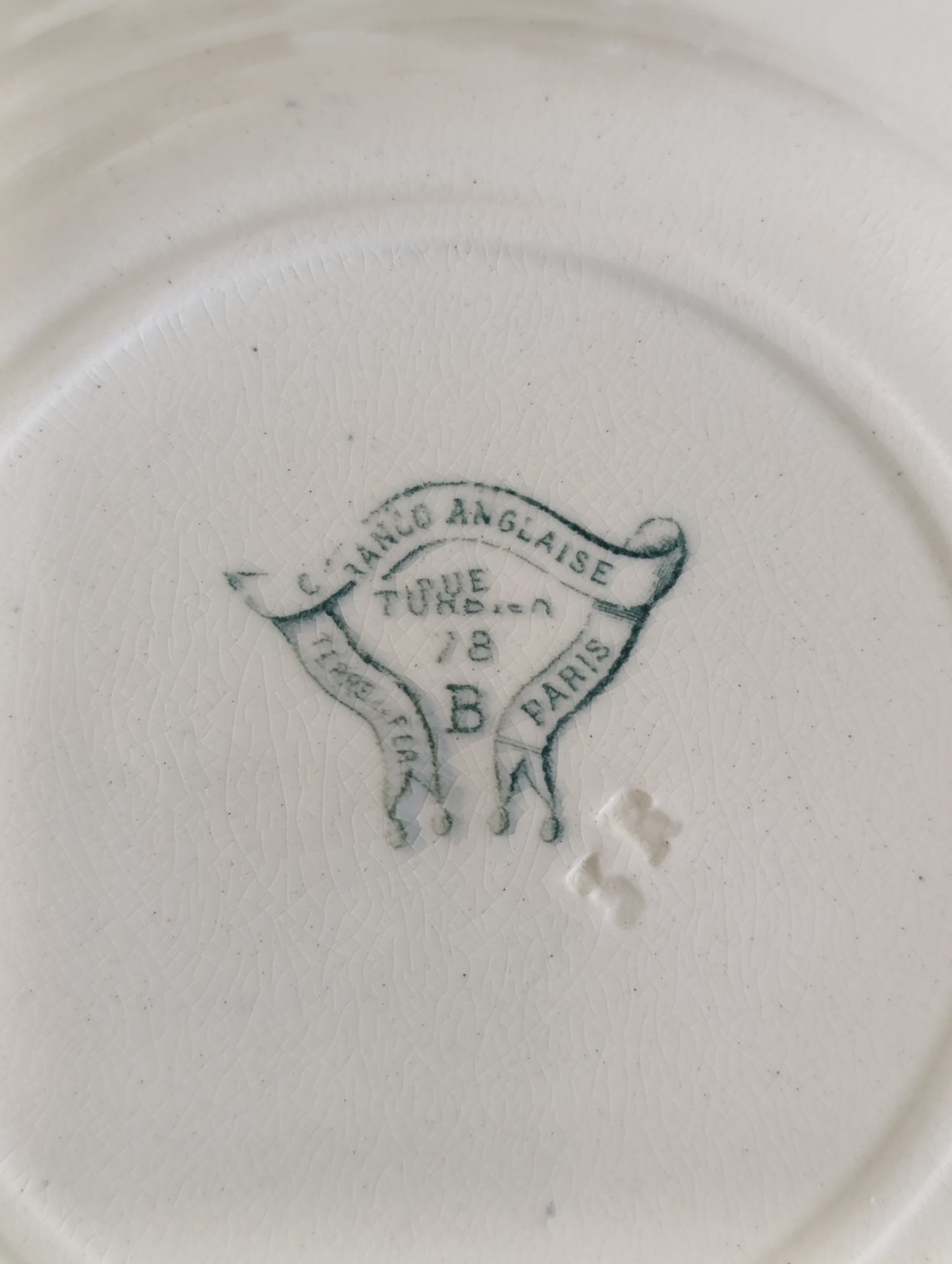 Lot de 2 assiettes creuses anciennes Terre de Fer Cie Franco Anglaise décor bleu
