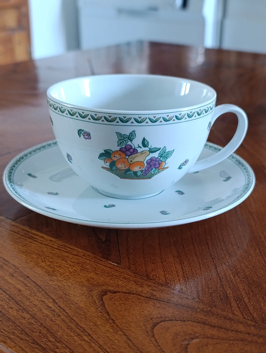 Grande tasse déjeuner Guy Degrenne décor Corbeille porcelaine café thé vintage