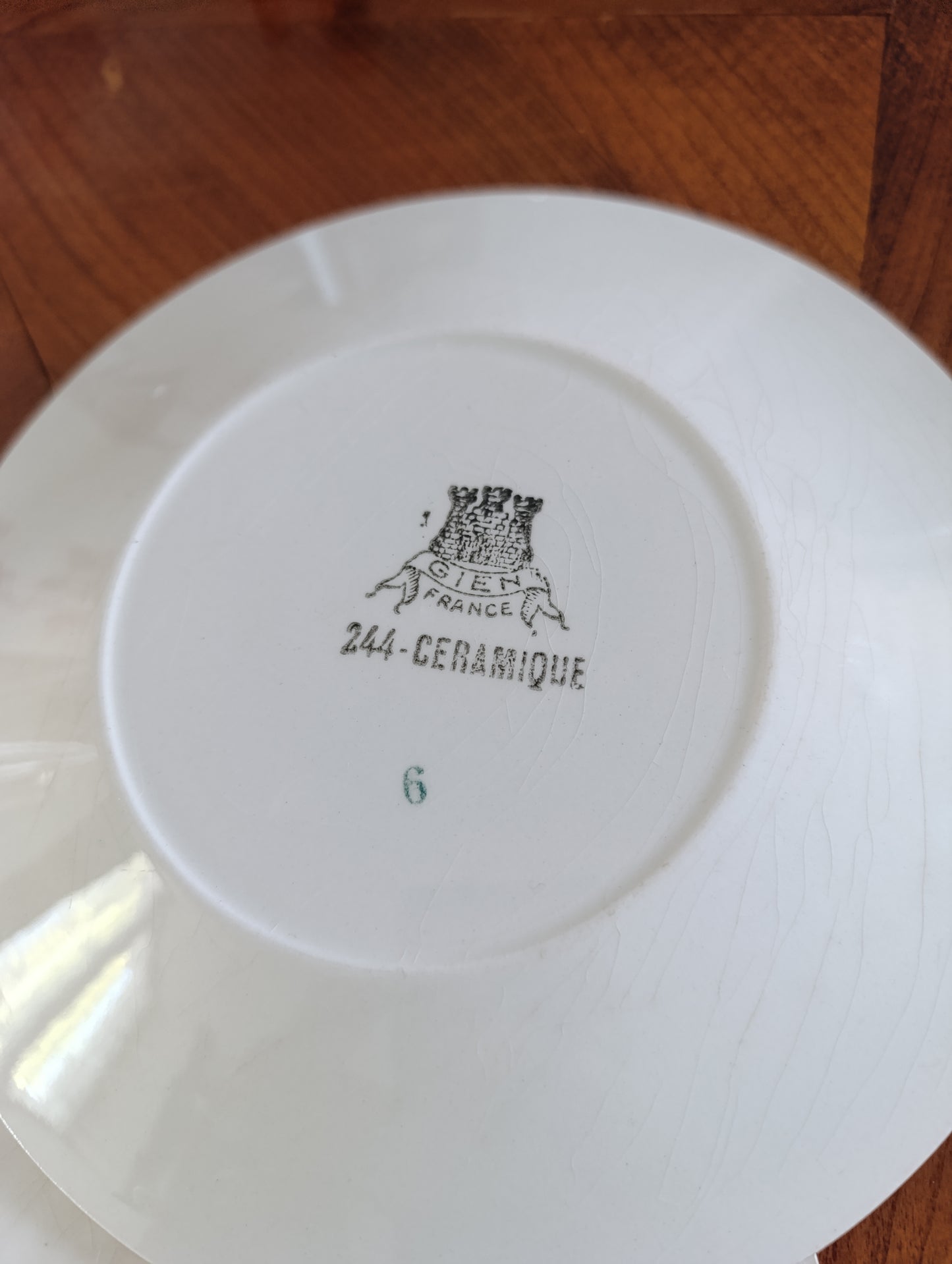 Superbe lot de 10 assiettes creuses anciennes en faïence de la manufacture GIEN France.