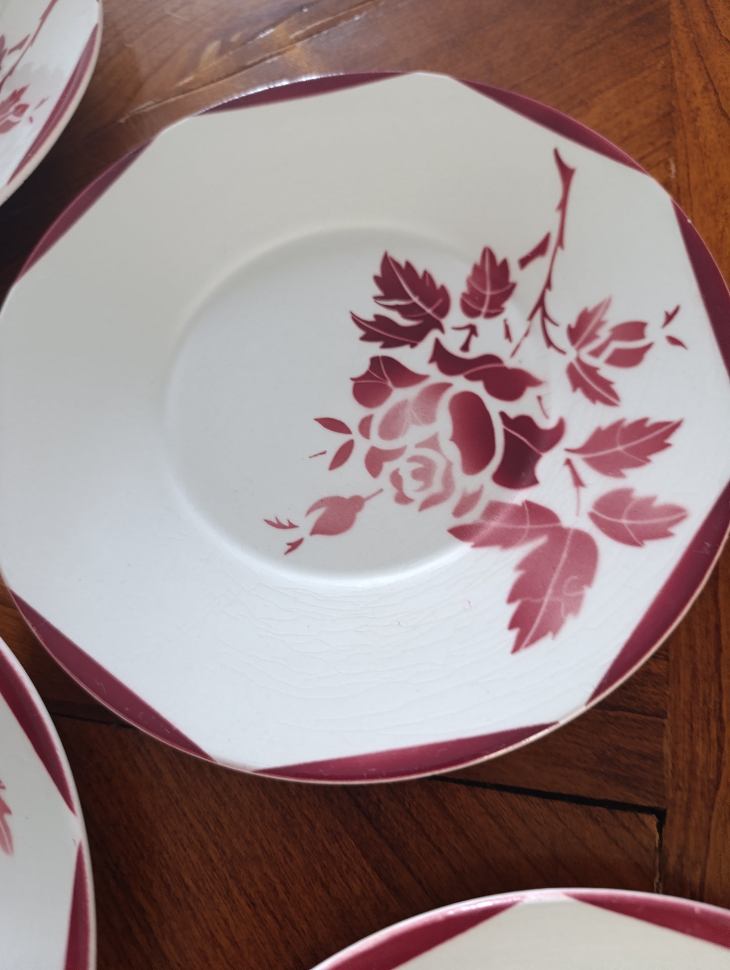 Superbe lot de 10 assiettes creuses anciennes en faïence de la manufacture GIEN France.