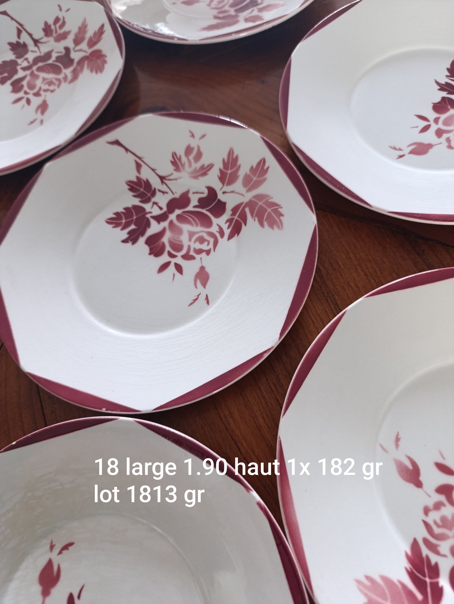 Superbe lot de 10 assiettes creuses anciennes en faïence de la manufacture GIEN France.