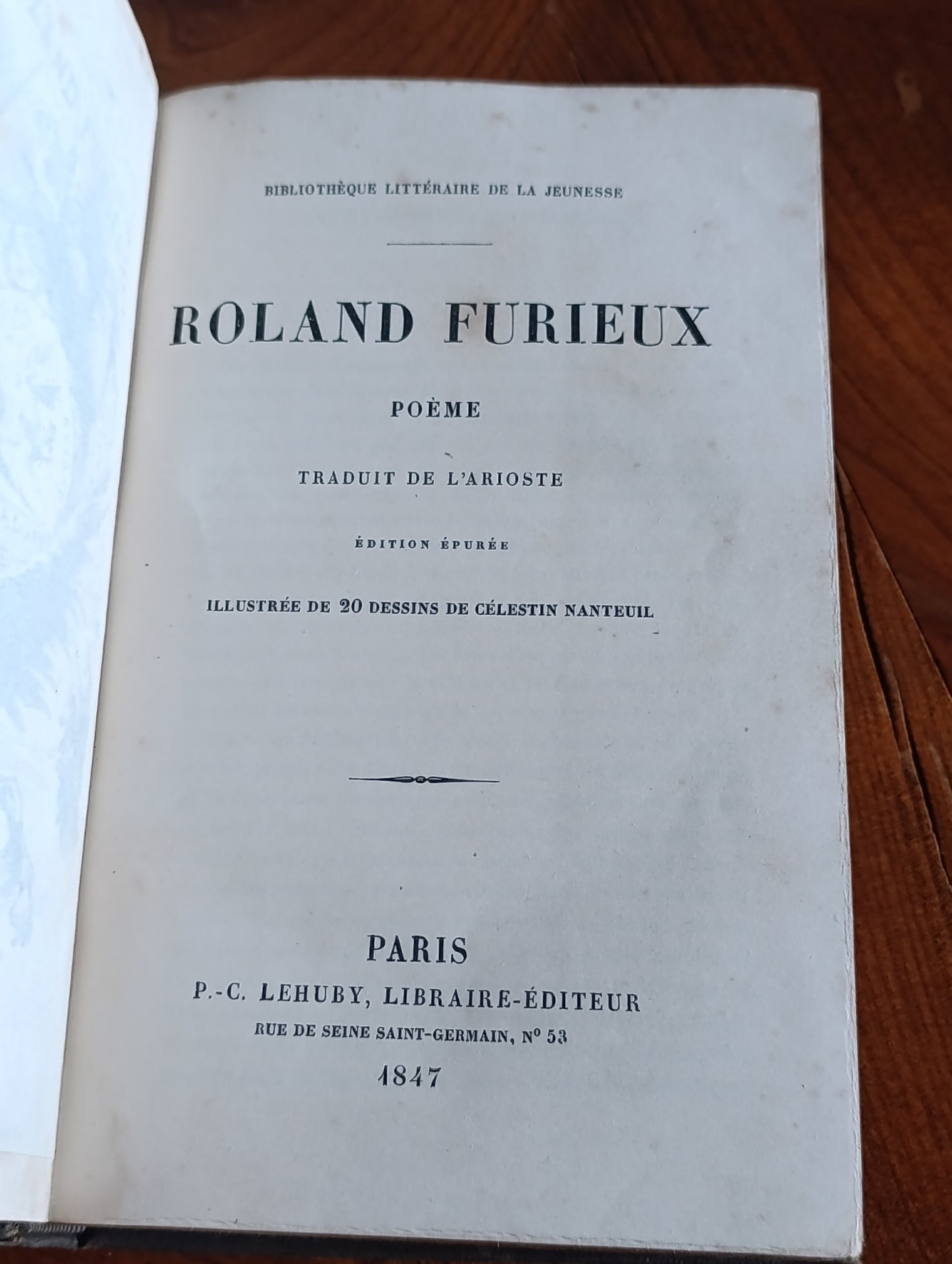 Roland Furieux de L’Arioste – édition illustrée 1847 – reliure romantique dorée