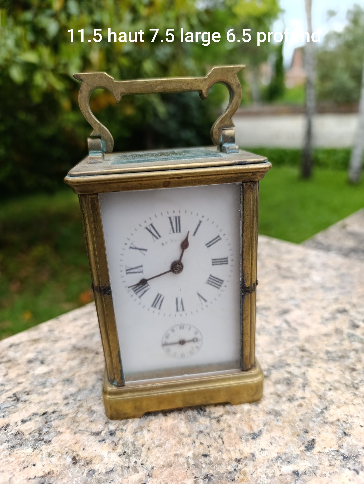 Pendulette de voyage ancienne en laiton et verre avec sonnerie mécanique – À restaurer