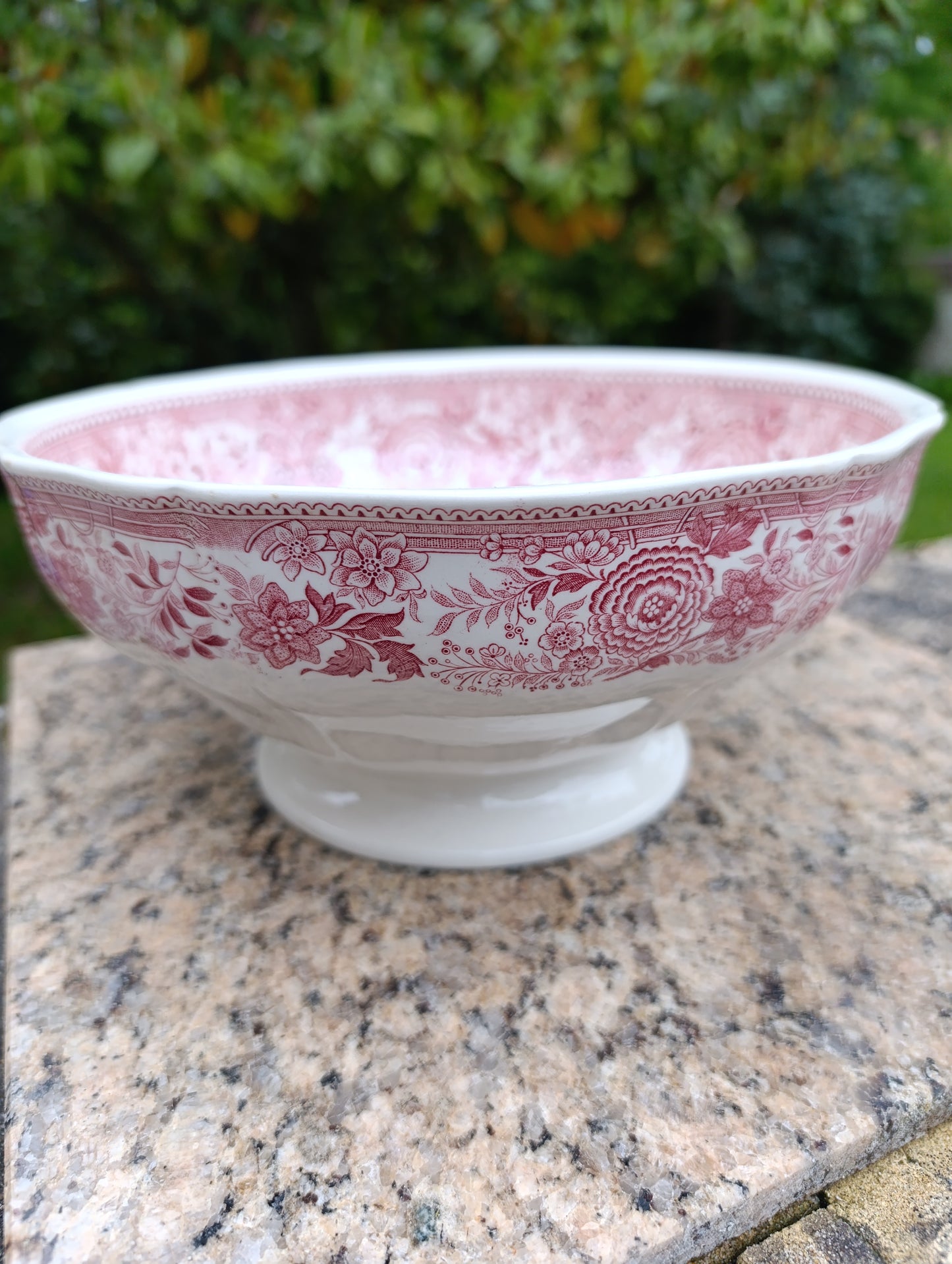 Grand saladier ancien Villeroy & Boch Burgenland rouge – faïence vintage romantique