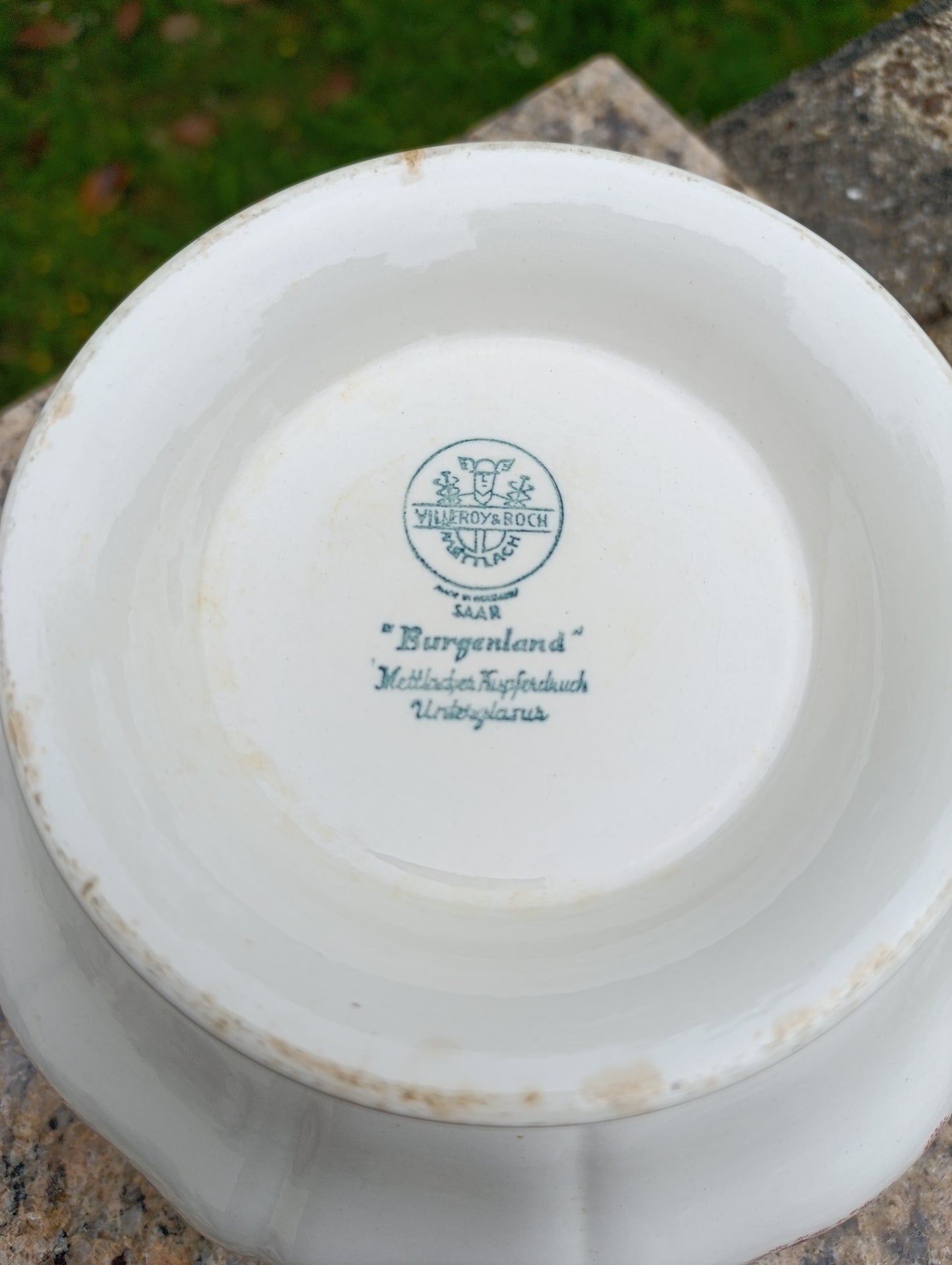 Grand saladier ancien Villeroy & Boch Burgenland rouge – faïence vintage romantique