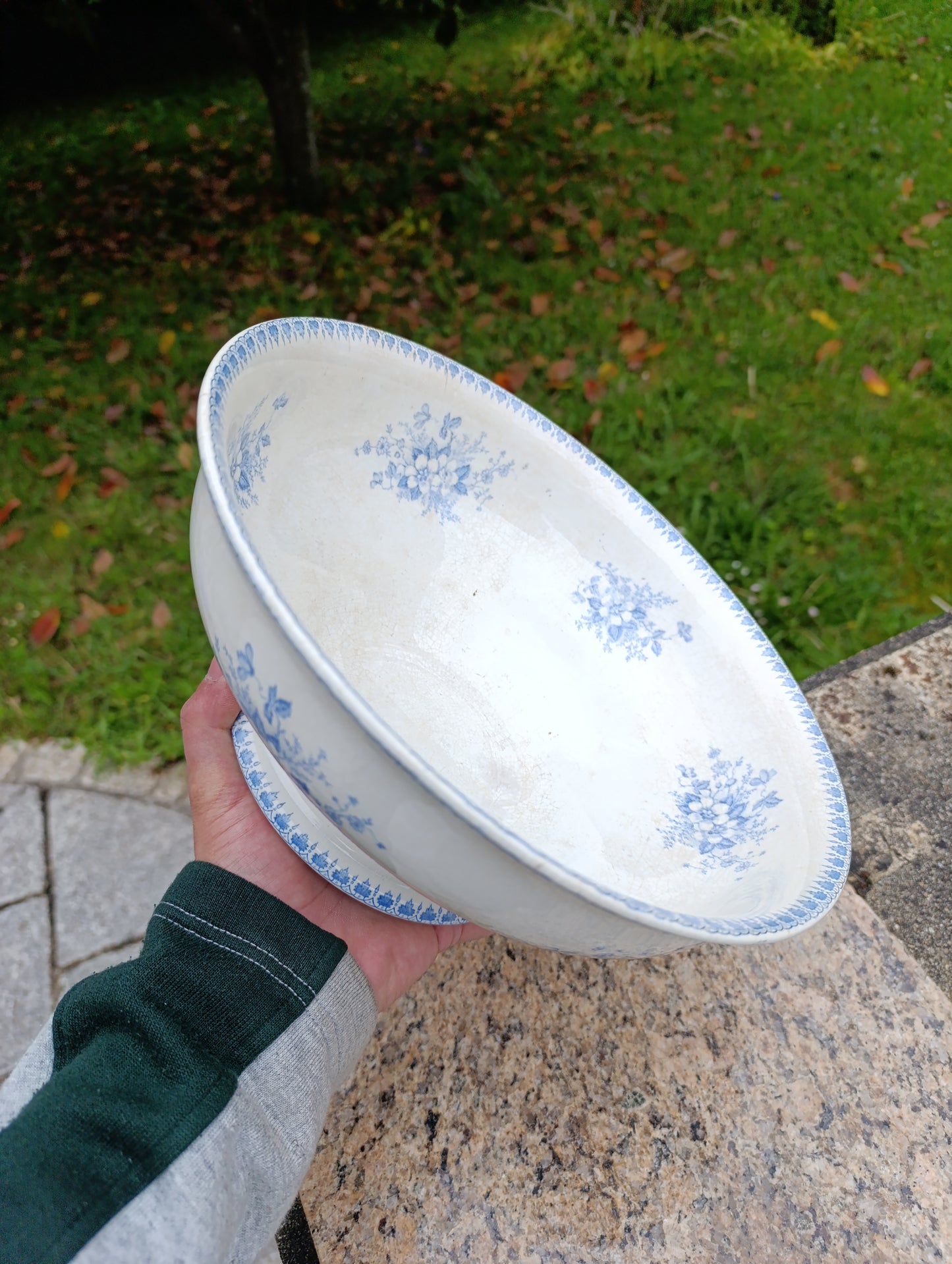 Grand saladier ancien Société Céramique Maastricht décor Anna – faïence hollandaise bleue