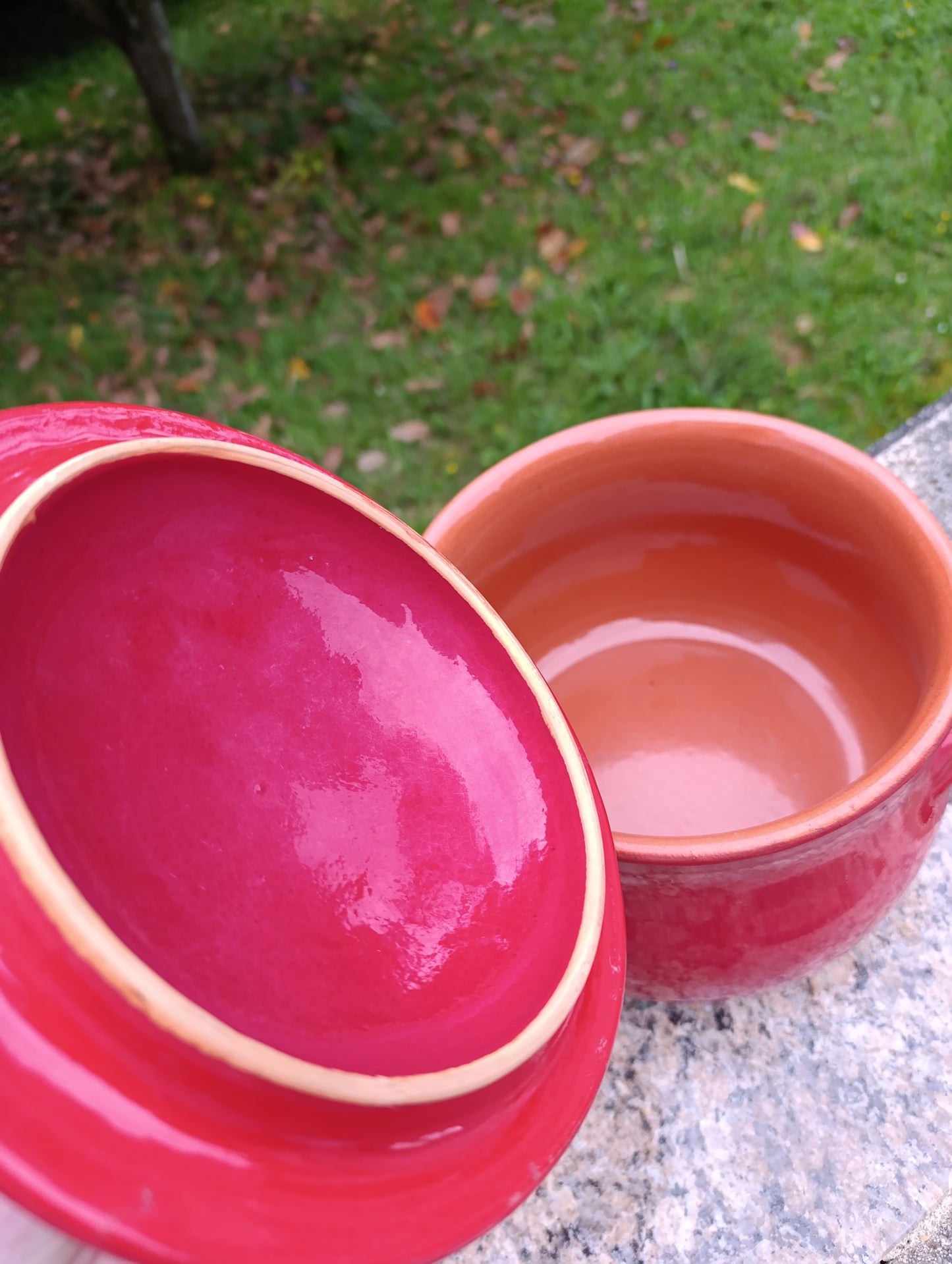 Grande cocotte ancienne Aldisola en terre cuite vernissée rouge – marmite vintage italienne avec couvercle