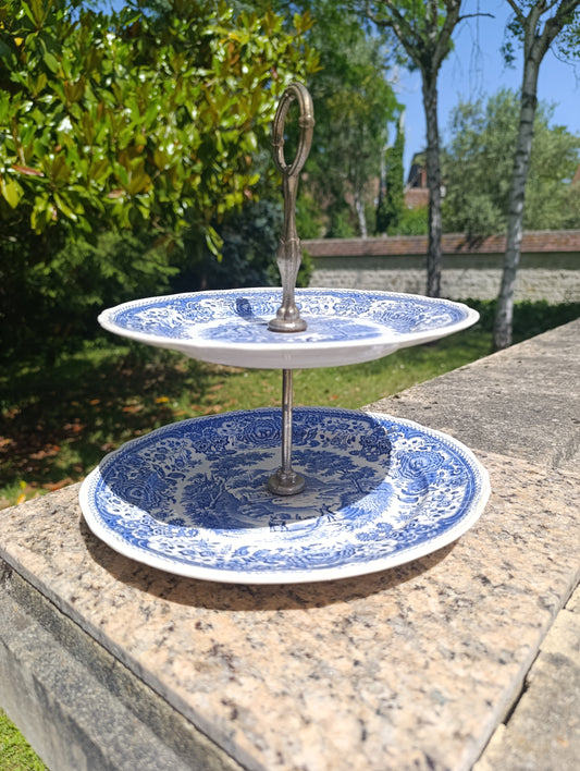 Présentoir à gâteaux 2 étages Villeroy & Boch Burgenland – porcelaine bleue vintage