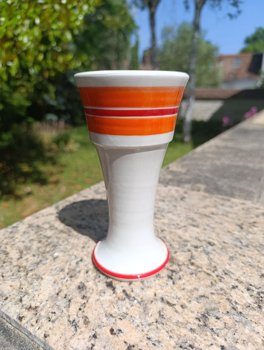 Soliflore vintage blanc et orange – style années 70
