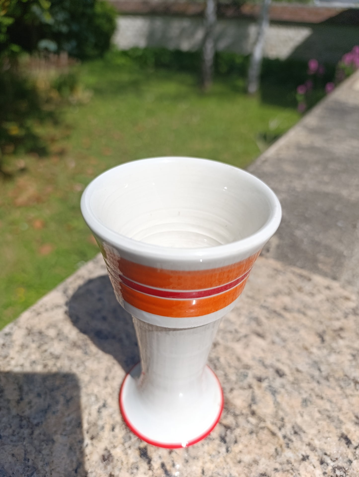 Soliflore vintage blanc et orange – style années 70