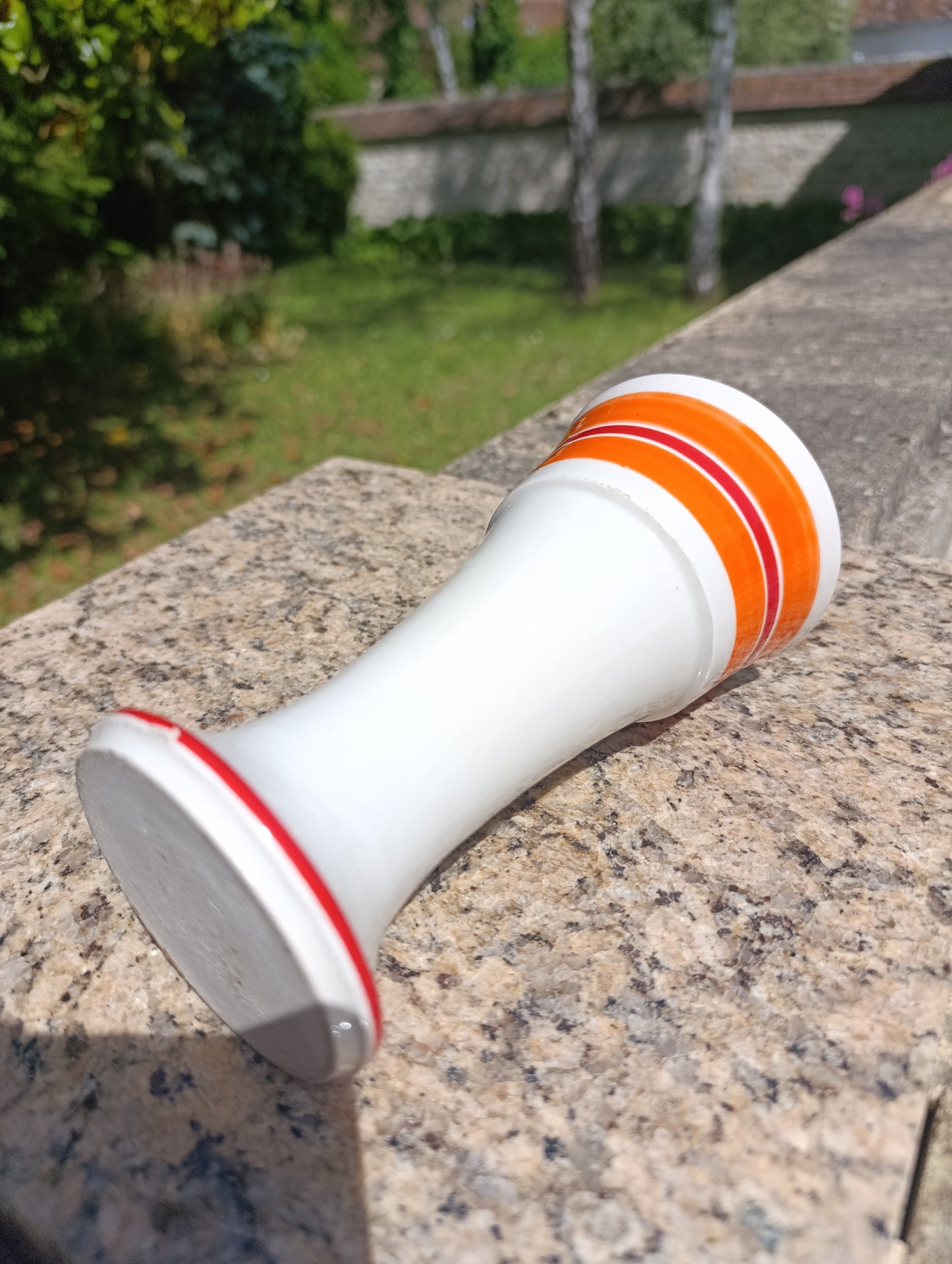 Soliflore vintage blanc et orange – style années 70