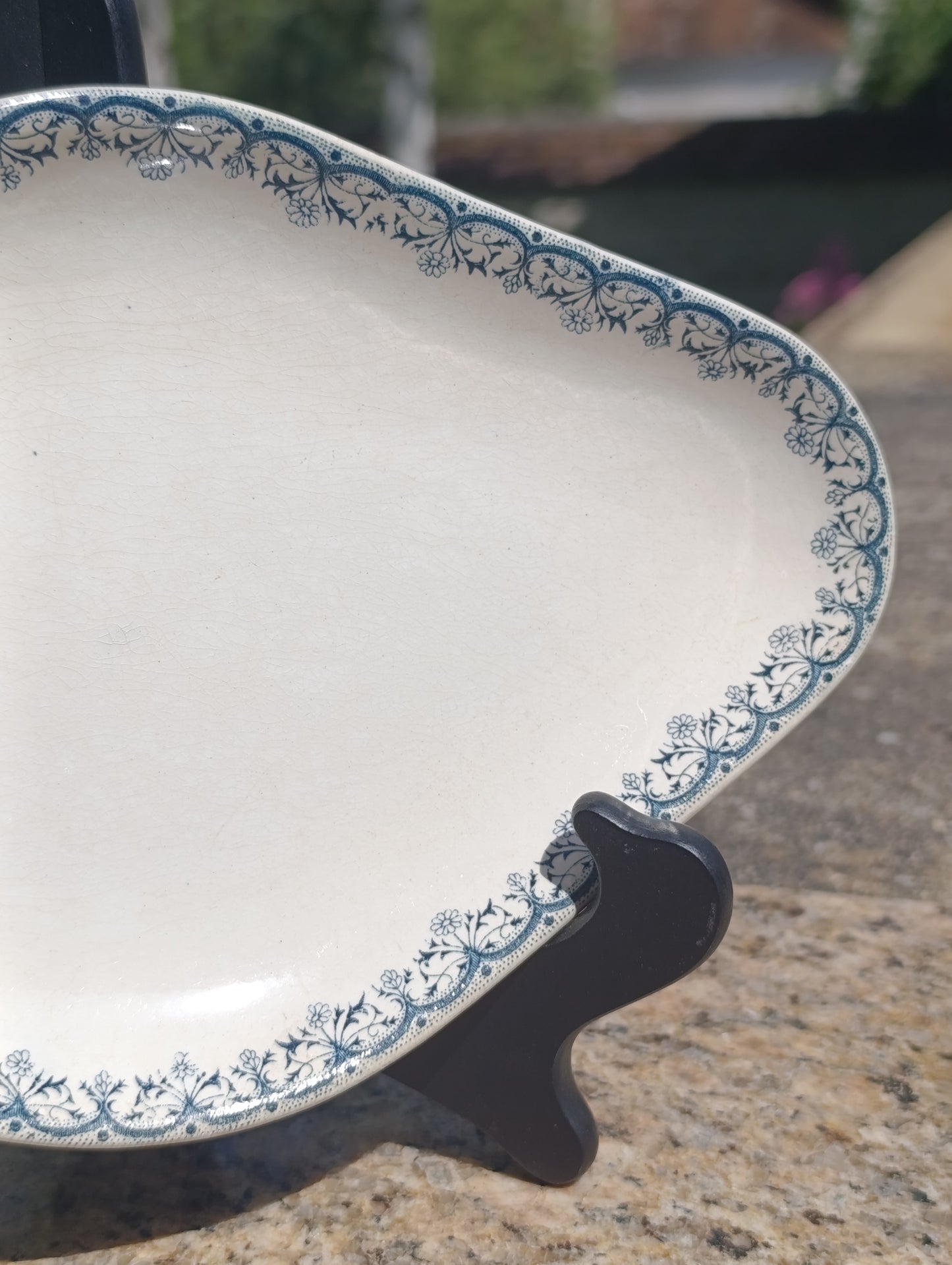 Plat vide-poche ancien Saint-Amand Hamage Nord – faïence décor bleu