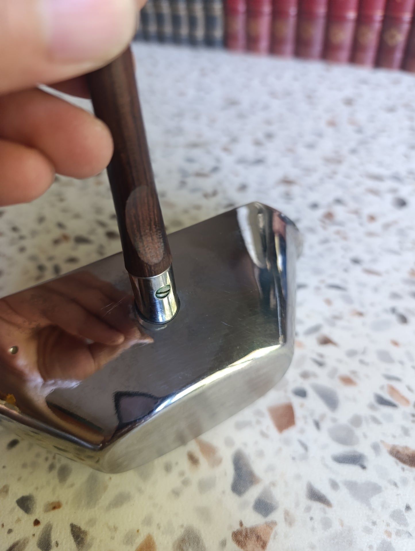 Saucière vintage en inox avec manche effet bois
