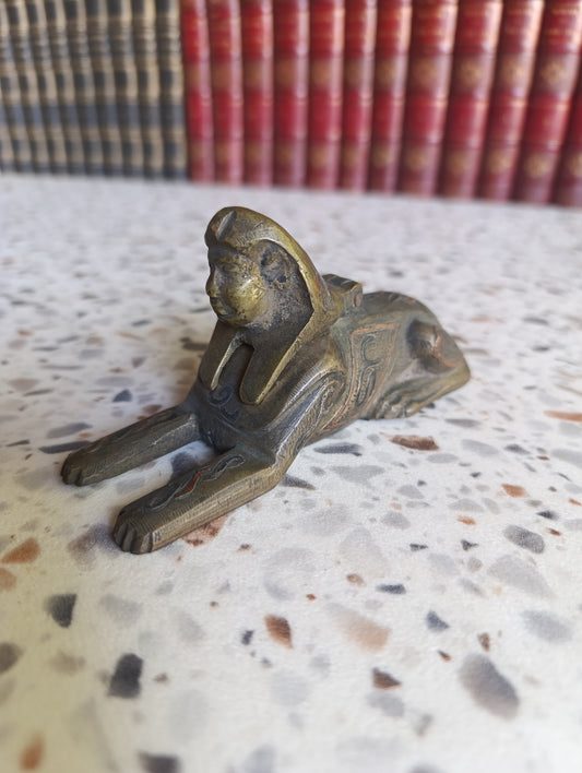 Encrier ancien sphinx égyptien en régule / bronze patiné style antique