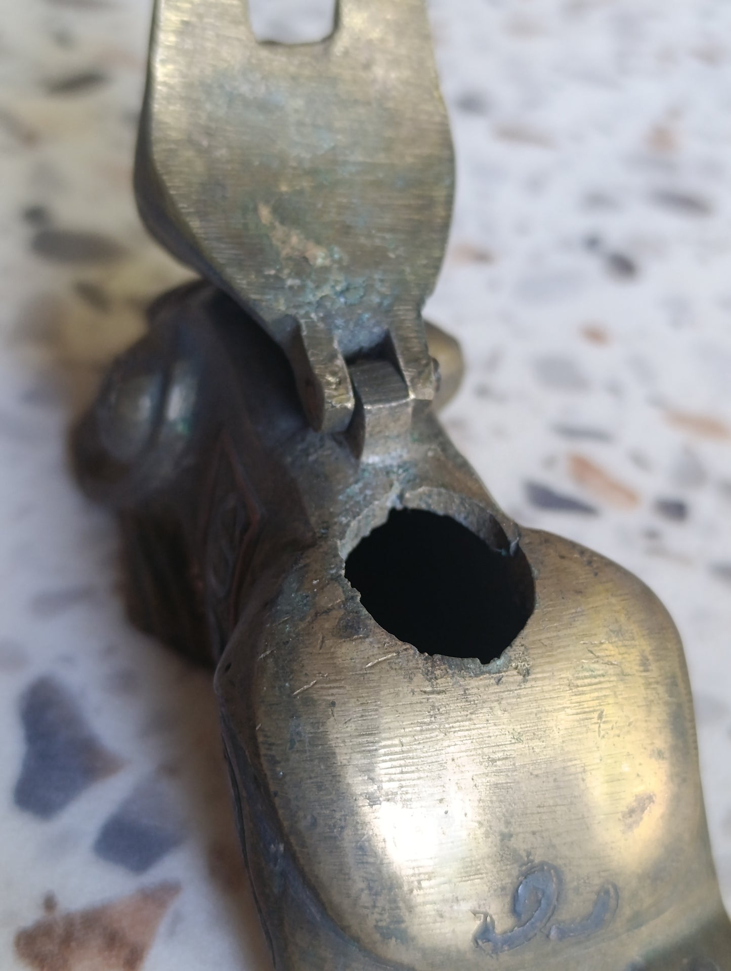 Encrier ancien sphinx égyptien en régule / bronze patiné style antique