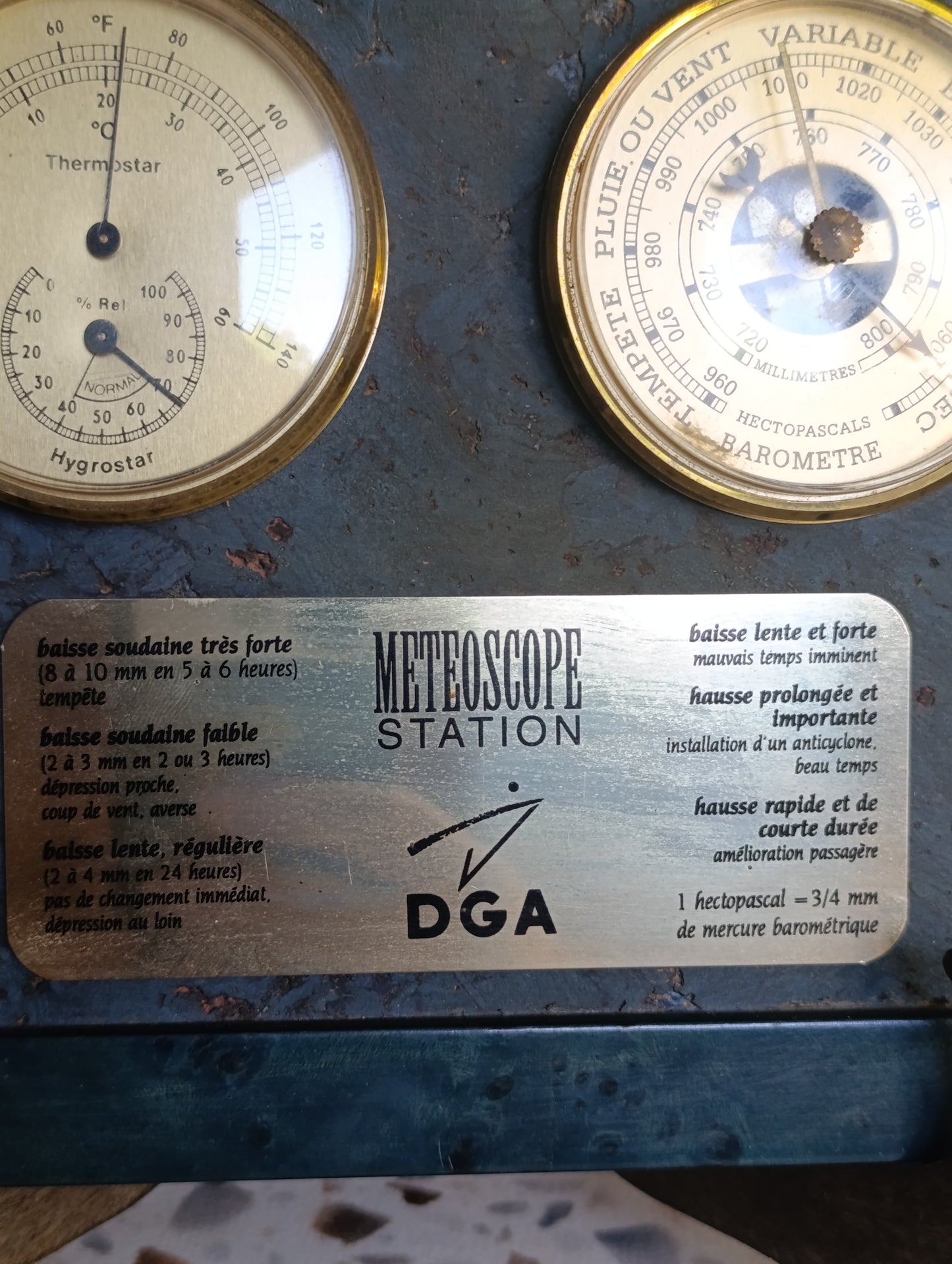 Station météo vintage DGA – Baromètre Thermomètre Hygromètre – Météoscope