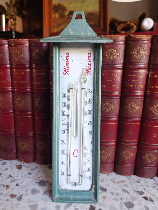 Thermomètre mural Minima vintage en métal peint
