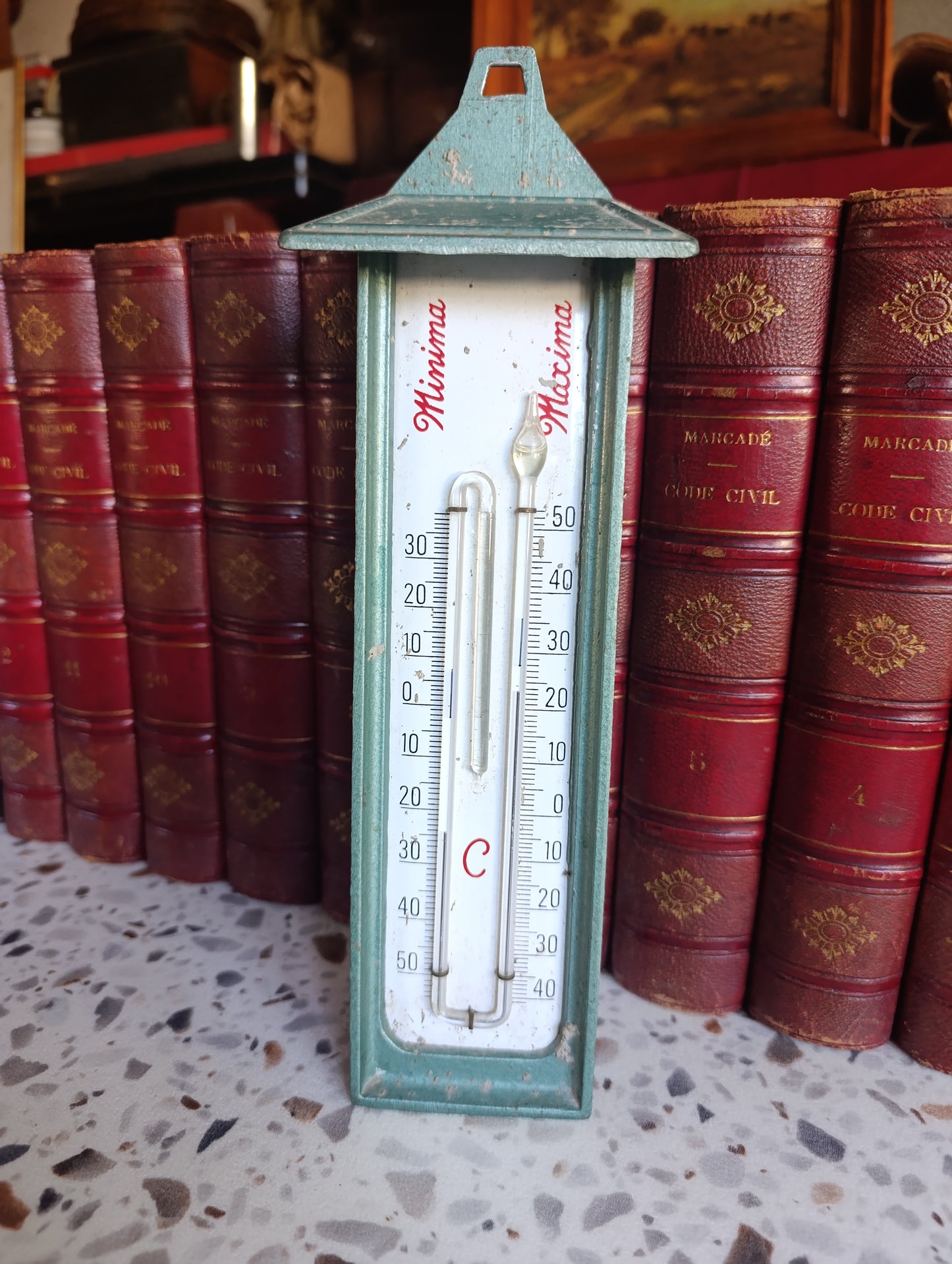 Thermomètre mural Minima vintage en métal peint