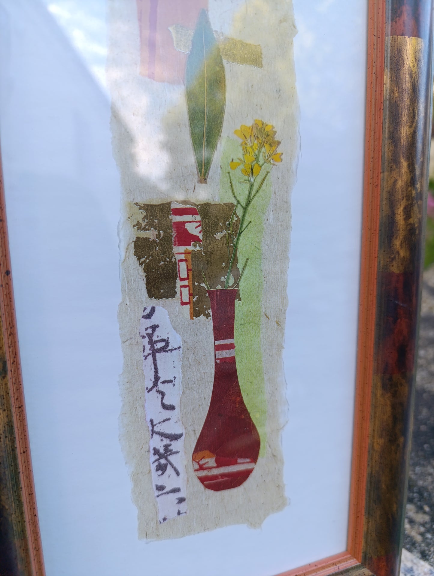 Tableau décoratif encadré – Composition florale style asiatique – 36 x 21 cm