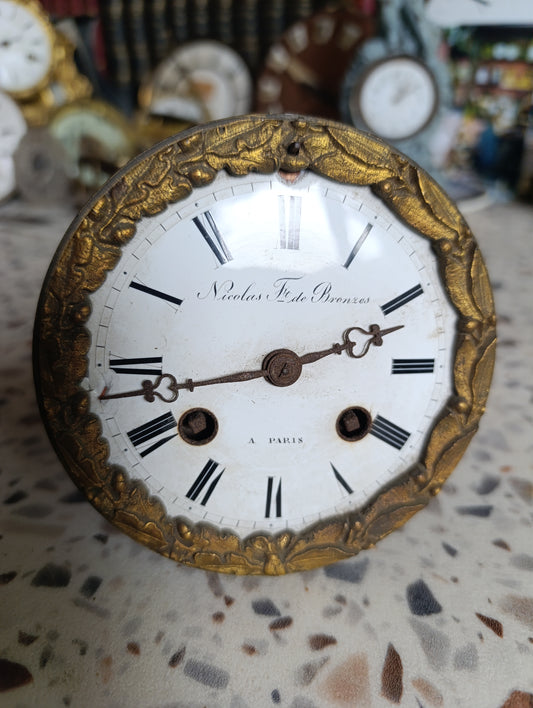Mécanisme d’horloge ancien Nicolas Ft de Bronzes A Paris N°253
