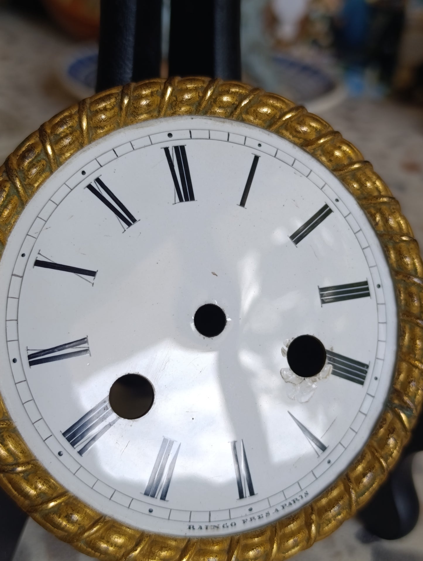 Cadran ancien émaillé Raingo Frères Paris pour pendule horloge XIXe siècle
