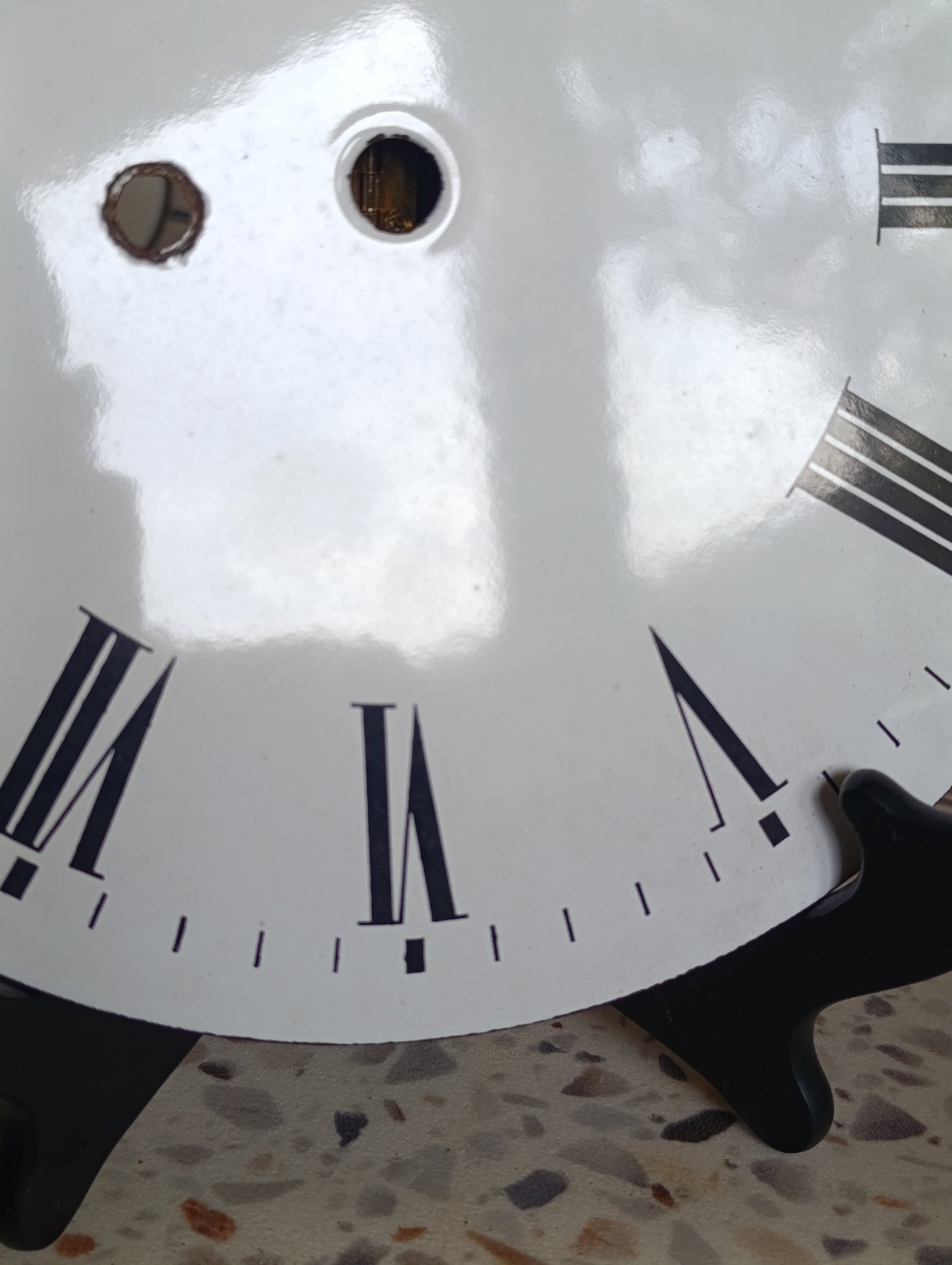 Grand cadran émaillé ancien d’horloge comtoise 24 cm chiffres romains
