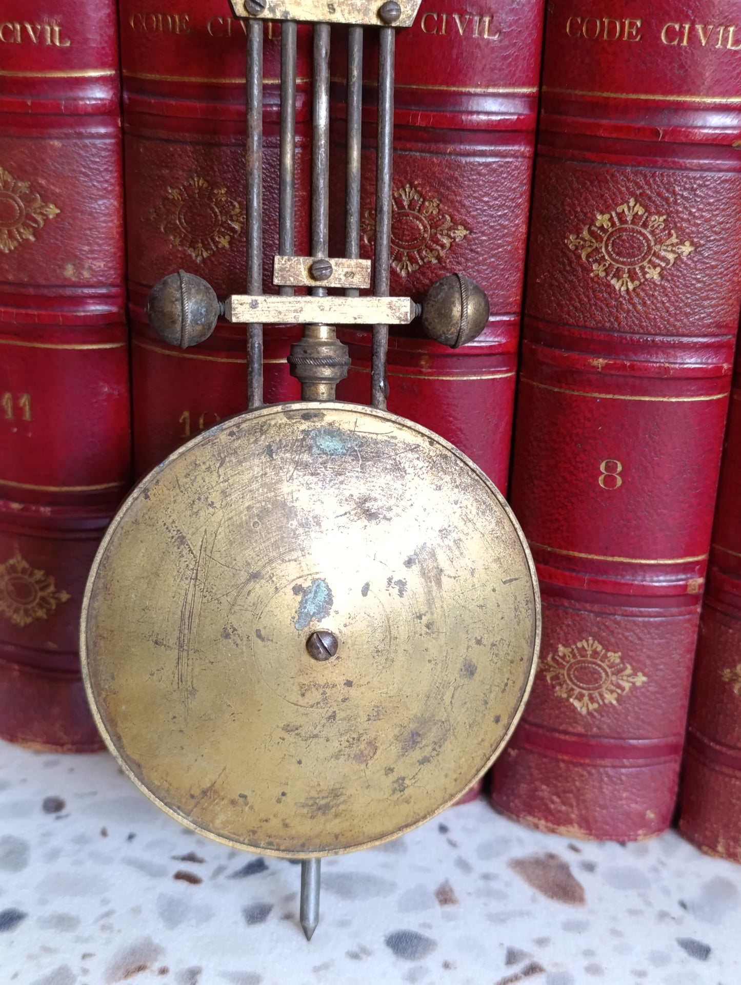 Balancier de Compensation Ancien pour Pendule Régulateur en Laiton et Acier