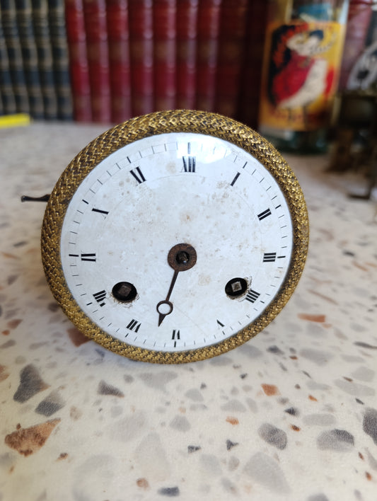 Mouvement de Pendule Réveil Ancien à Sonnerie sur Cloche avec Cadran Émaillé