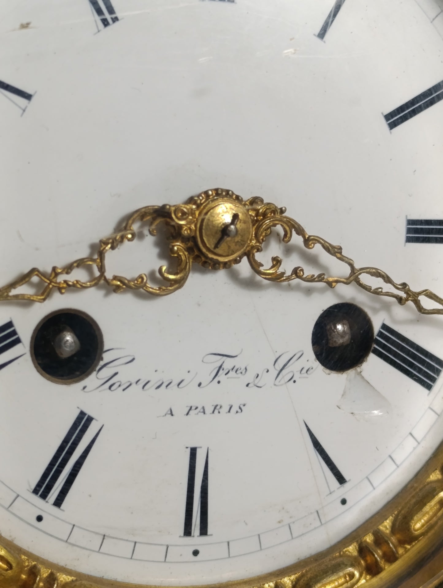 Mouvement de Pendule Ancien Gorini Frères &amp; Cie Paris avec Cadran Émaillé