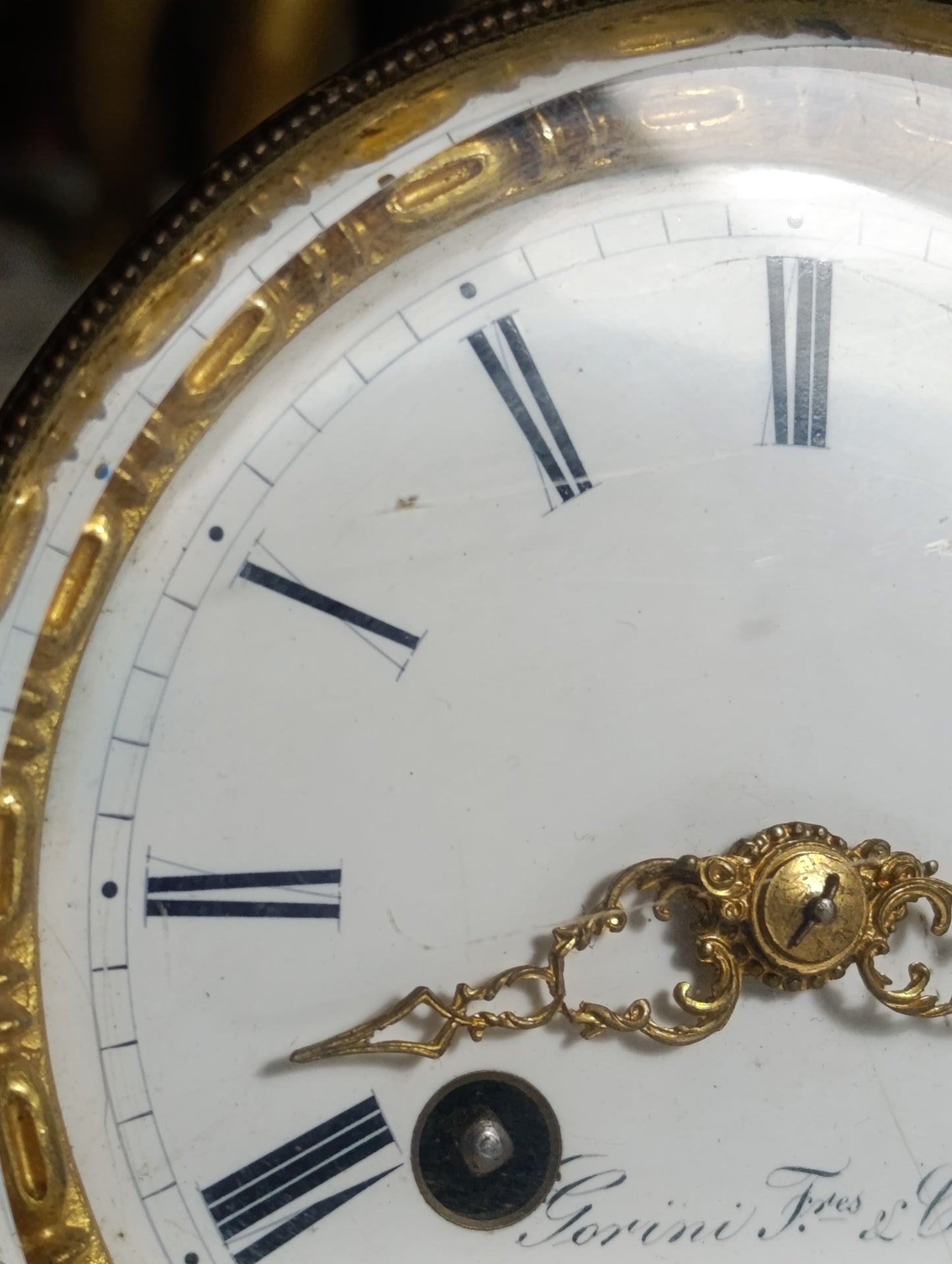 Mouvement de Pendule Ancien Gorini Frères &amp; Cie Paris avec Cadran Émaillé