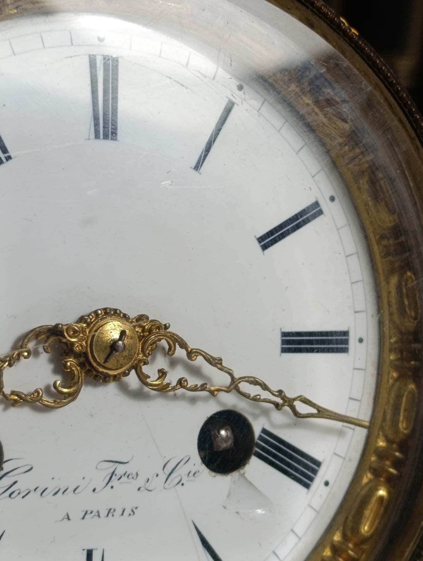 Mouvement de Pendule Ancien Gorini Frères &amp; Cie Paris avec Cadran Émaillé