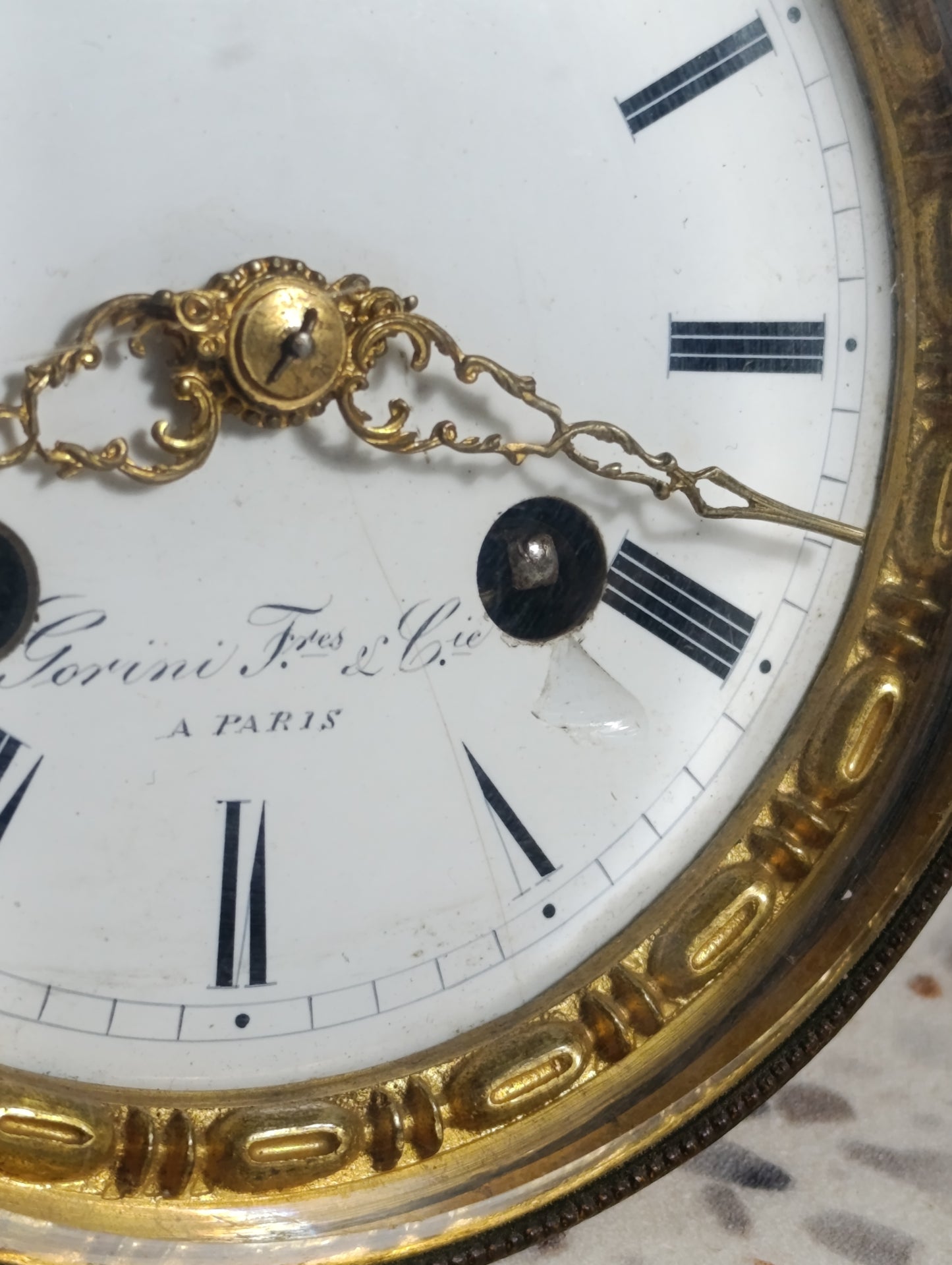 Mouvement de Pendule Ancien Gorini Frères &amp; Cie Paris avec Cadran Émaillé