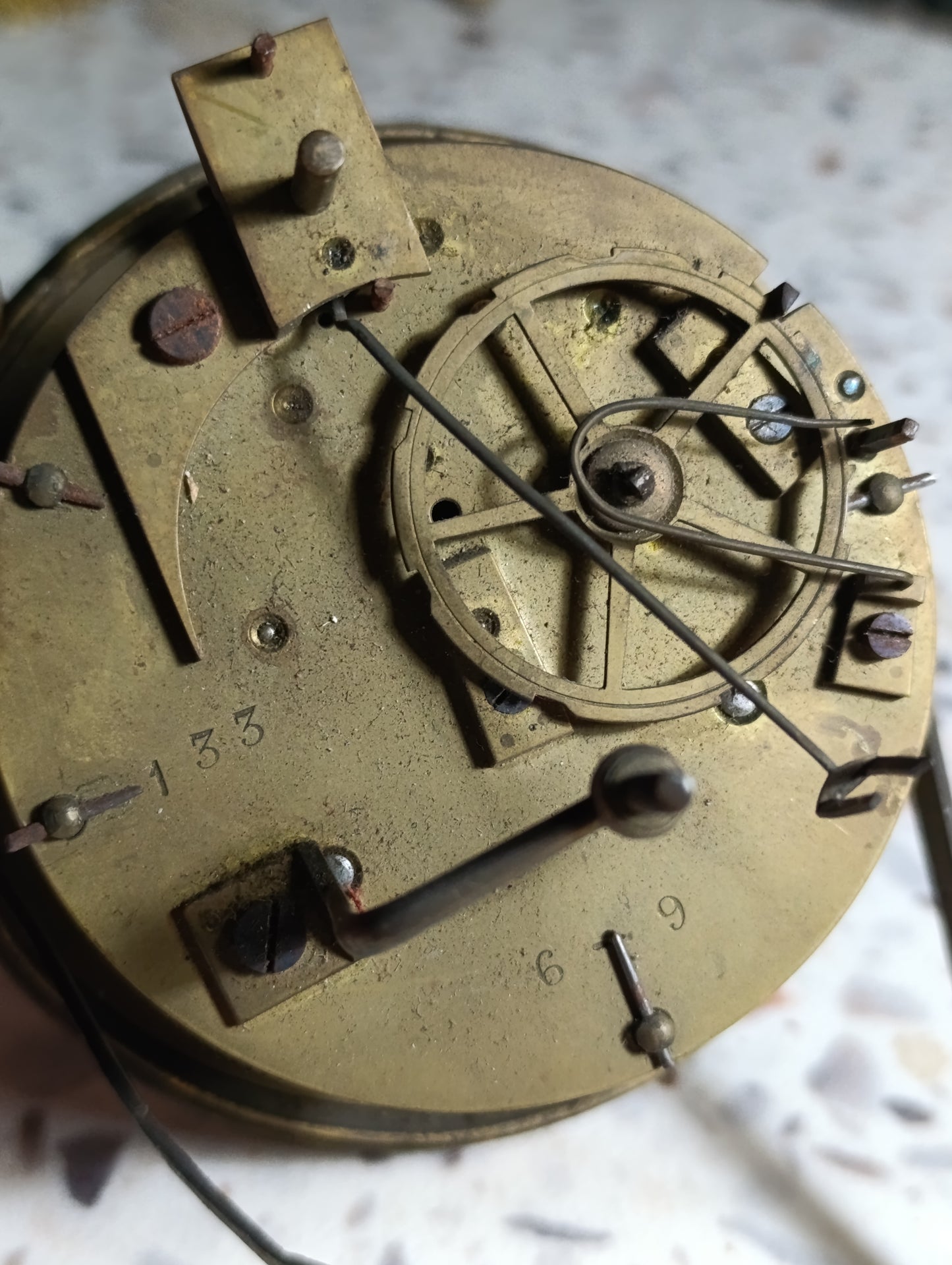 Mouvement de Pendule Ancien Gorini Frères &amp; Cie Paris avec Cadran Émaillé